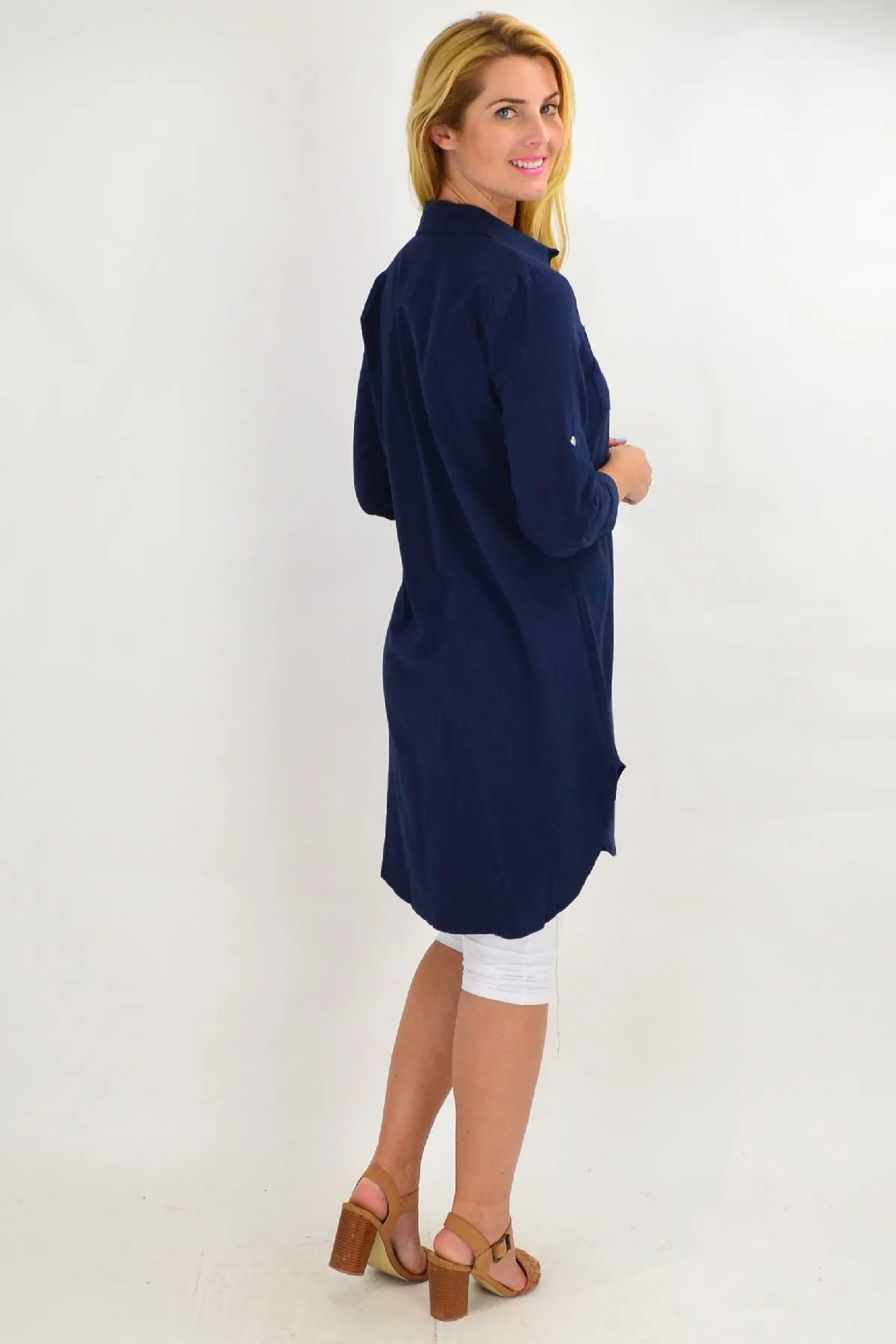 Navy Blue Summer Tunic Shirt