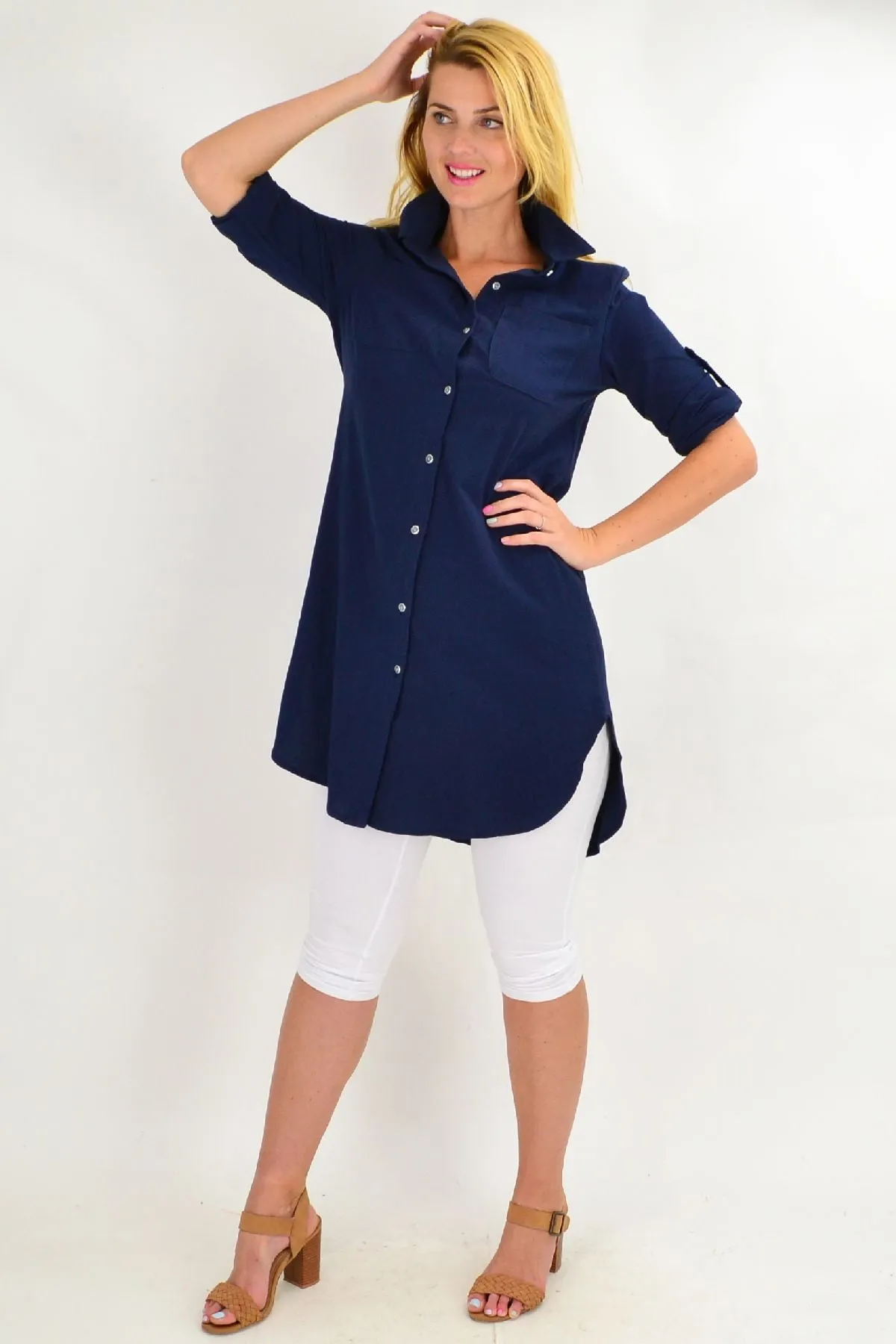 Navy Blue Summer Tunic Shirt