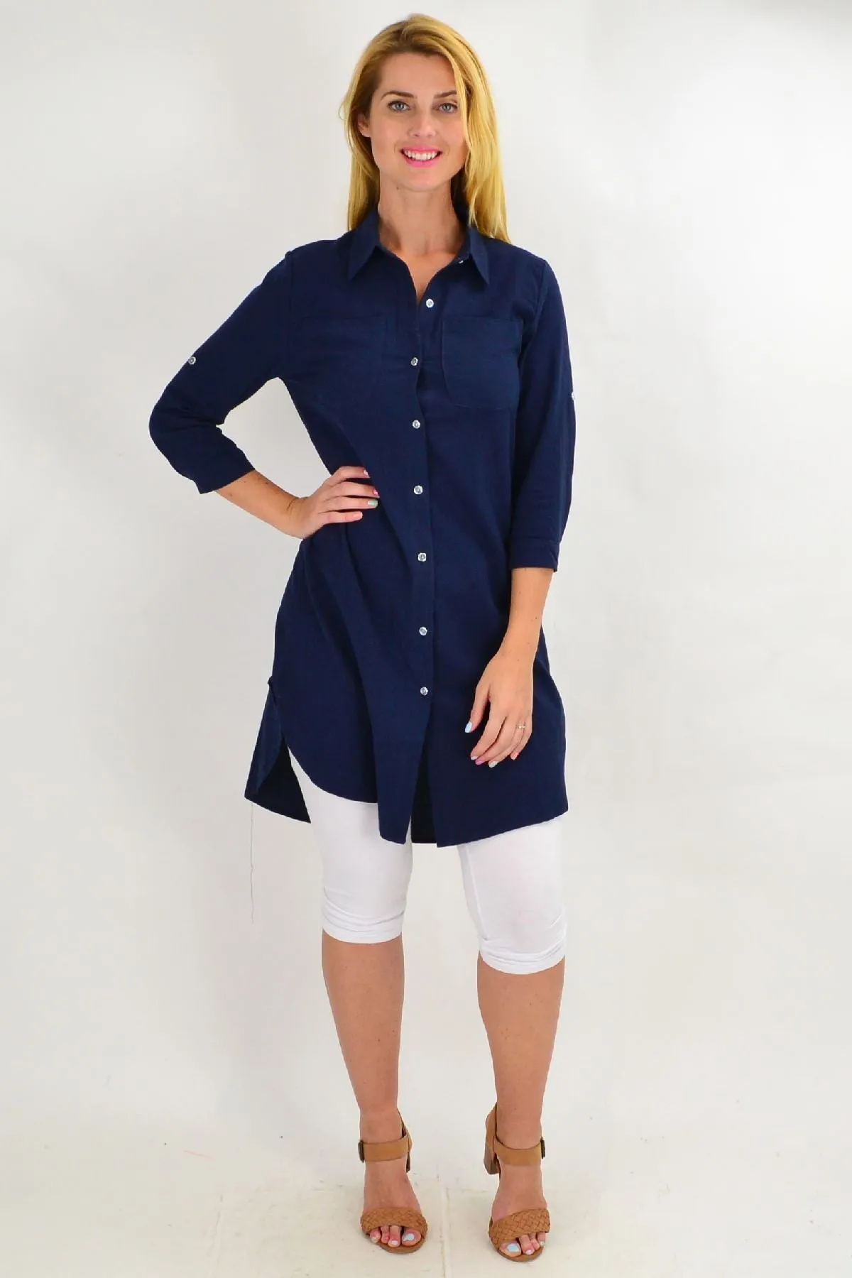 Navy Blue Summer Tunic Shirt