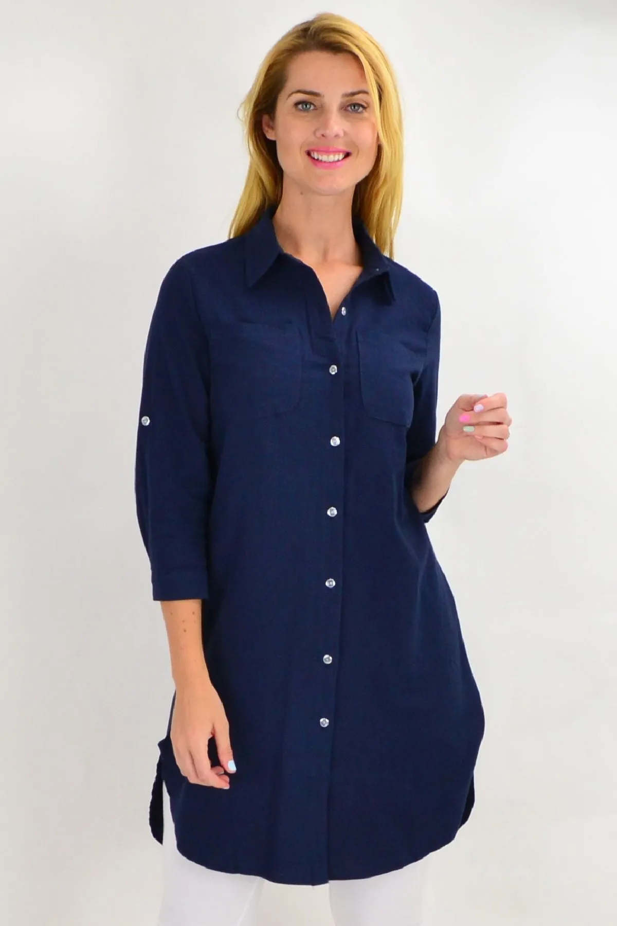 Navy Blue Summer Tunic Shirt