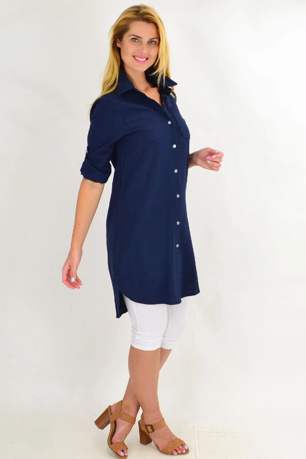 Navy Blue Summer Tunic Shirt