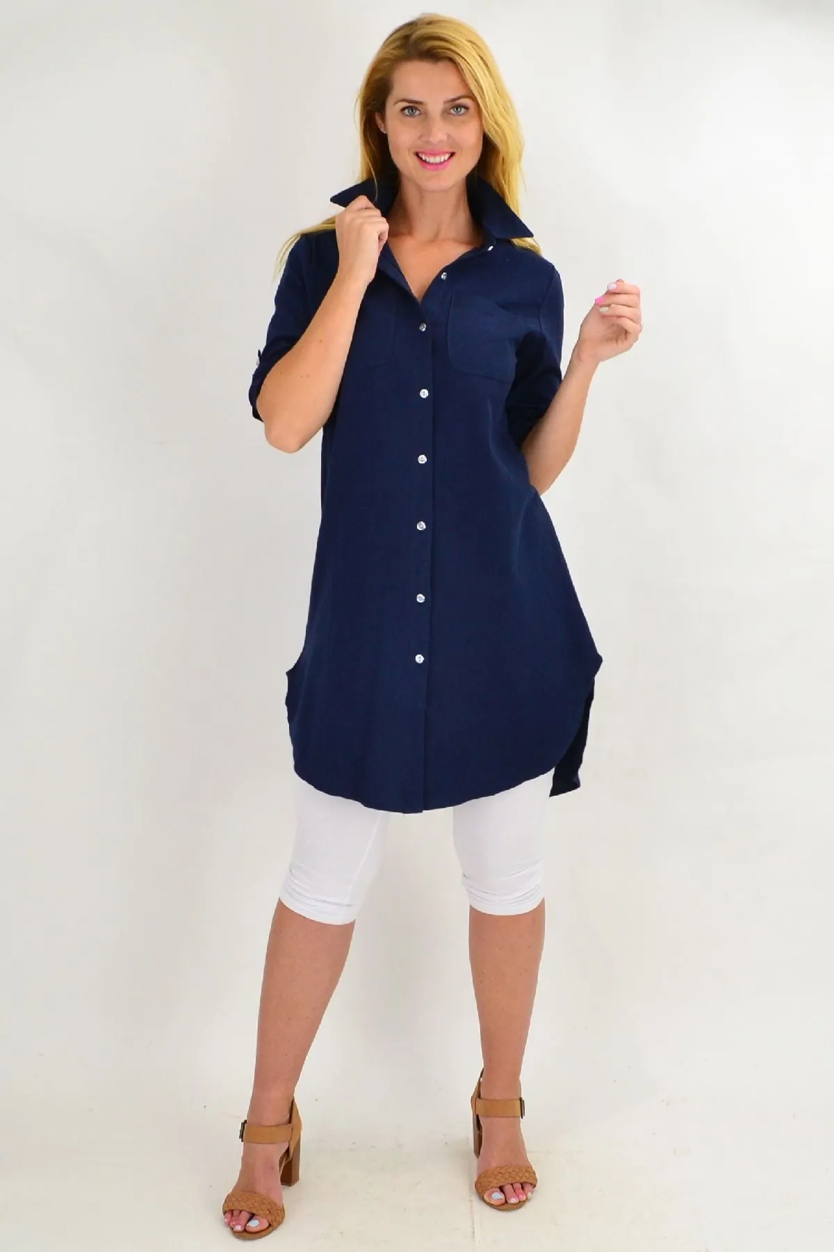 Navy Blue Summer Tunic Shirt