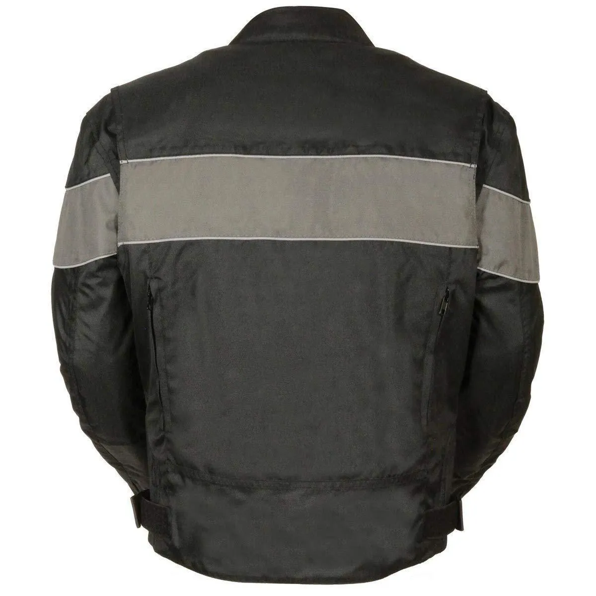 NexGen SH212101 Men's Black Textile Moto Jacket with Grey Reflective