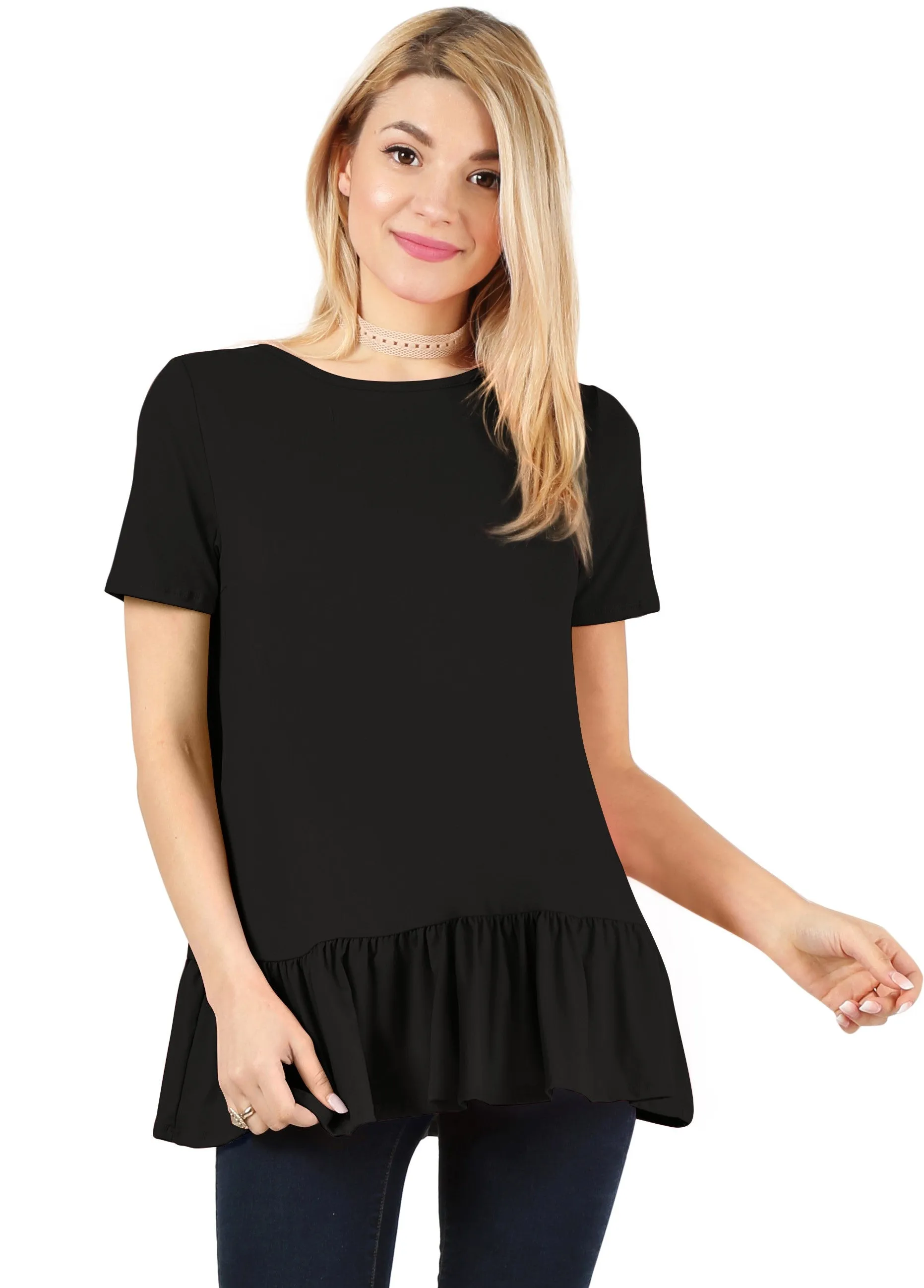 Play With Peplum Tunic Top Short Sleeve