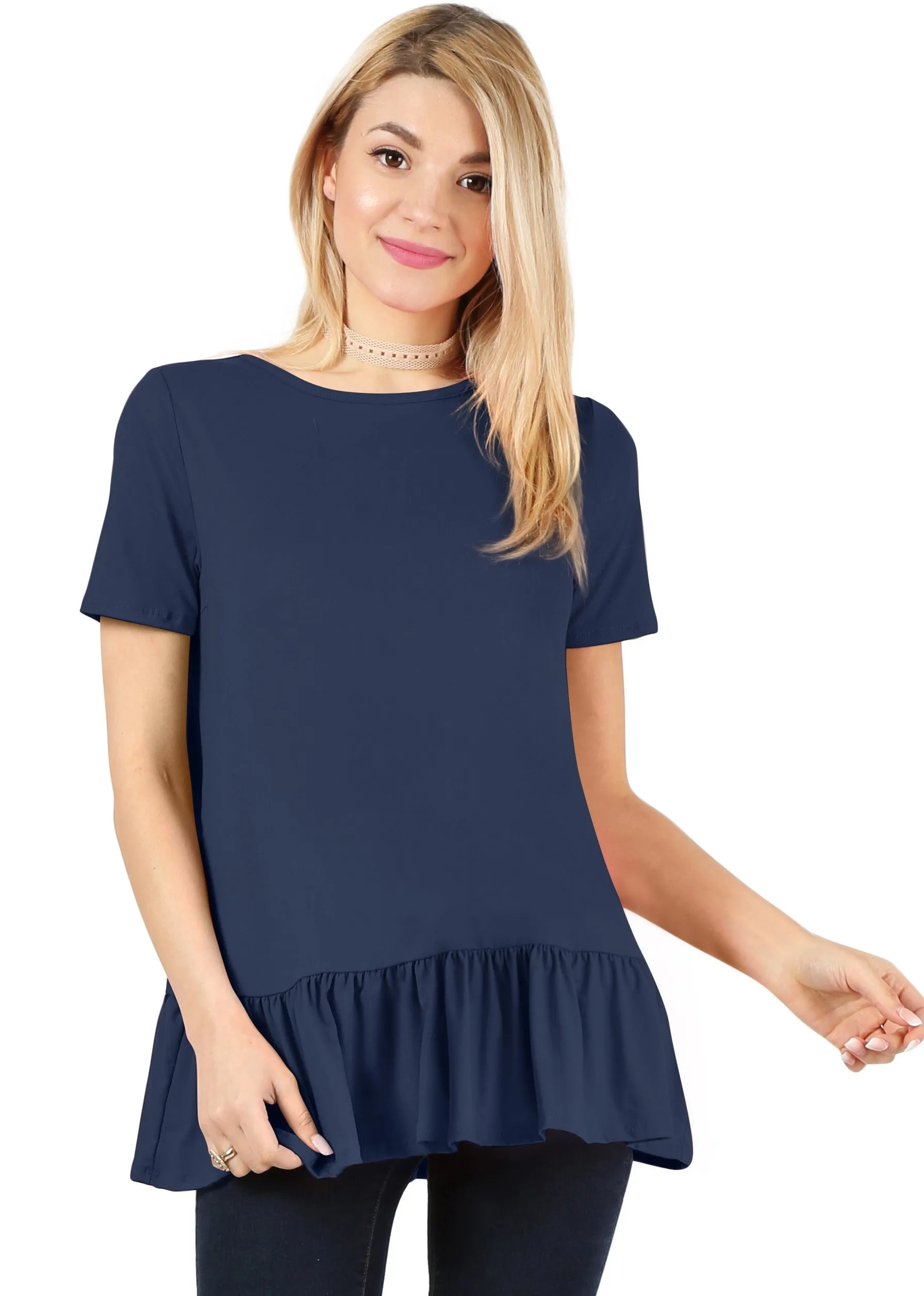 Play With Peplum Tunic Top Short Sleeve