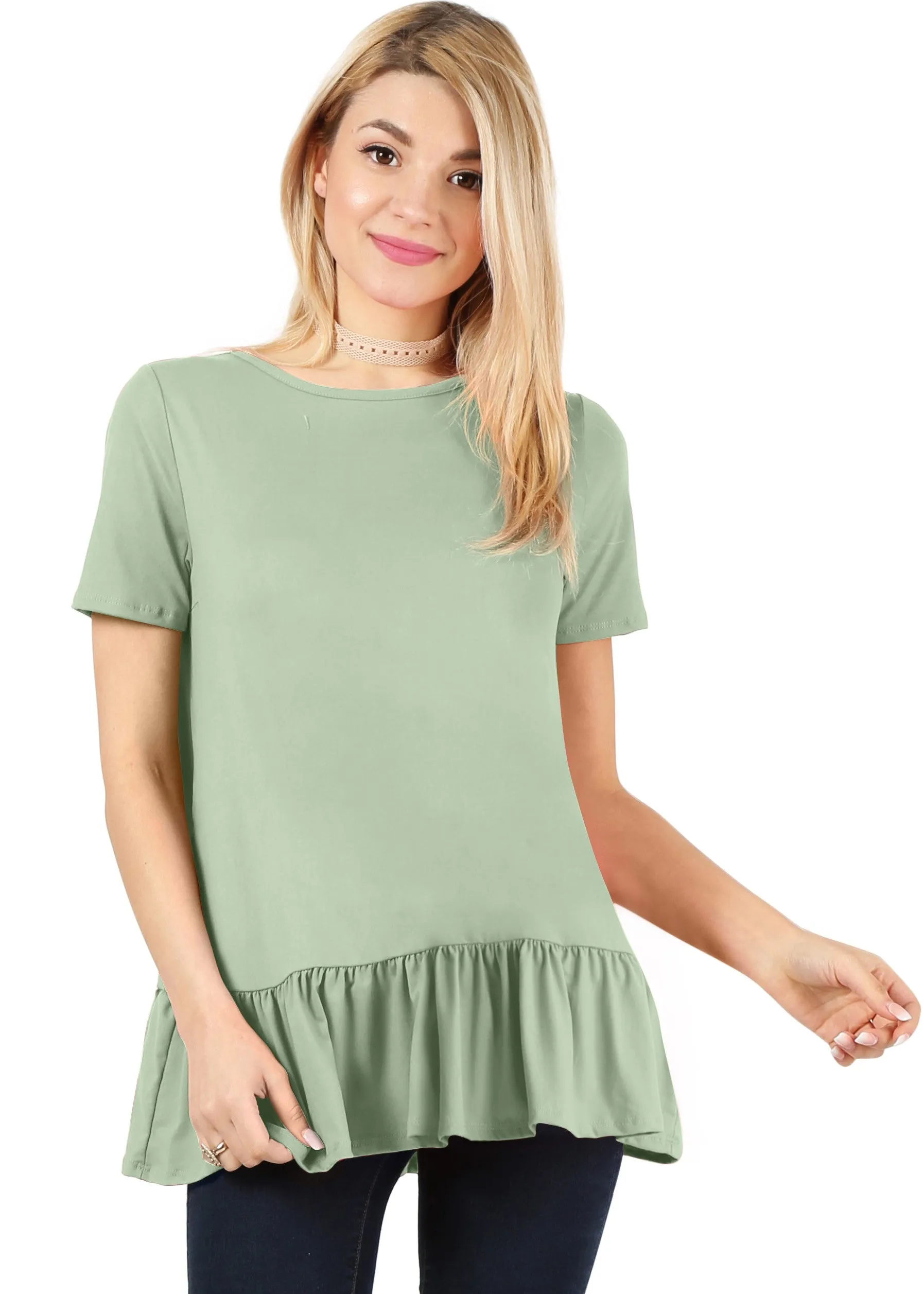 Play With Peplum Tunic Top Short Sleeve