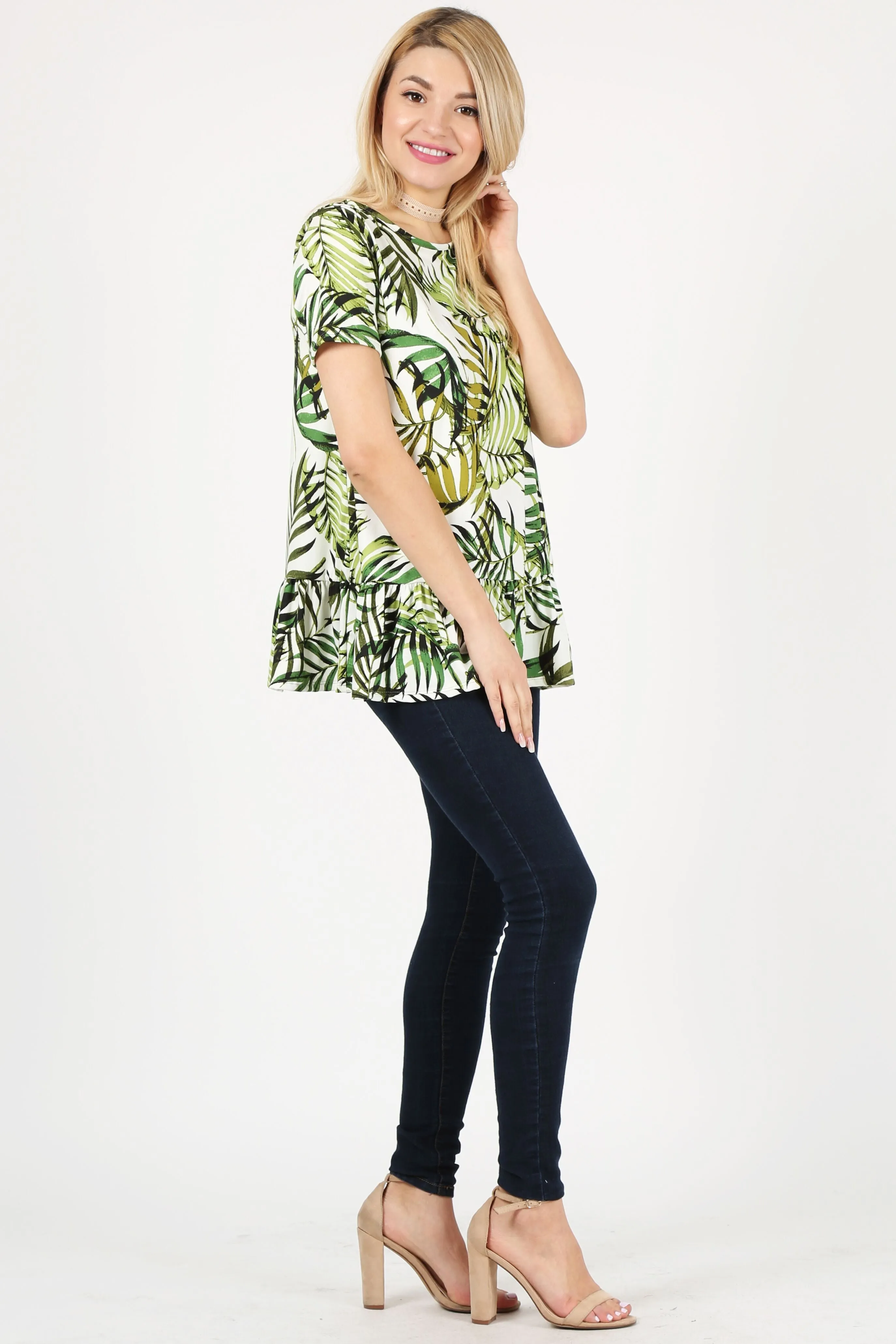 Play With Peplum Tunic Top Short Sleeve