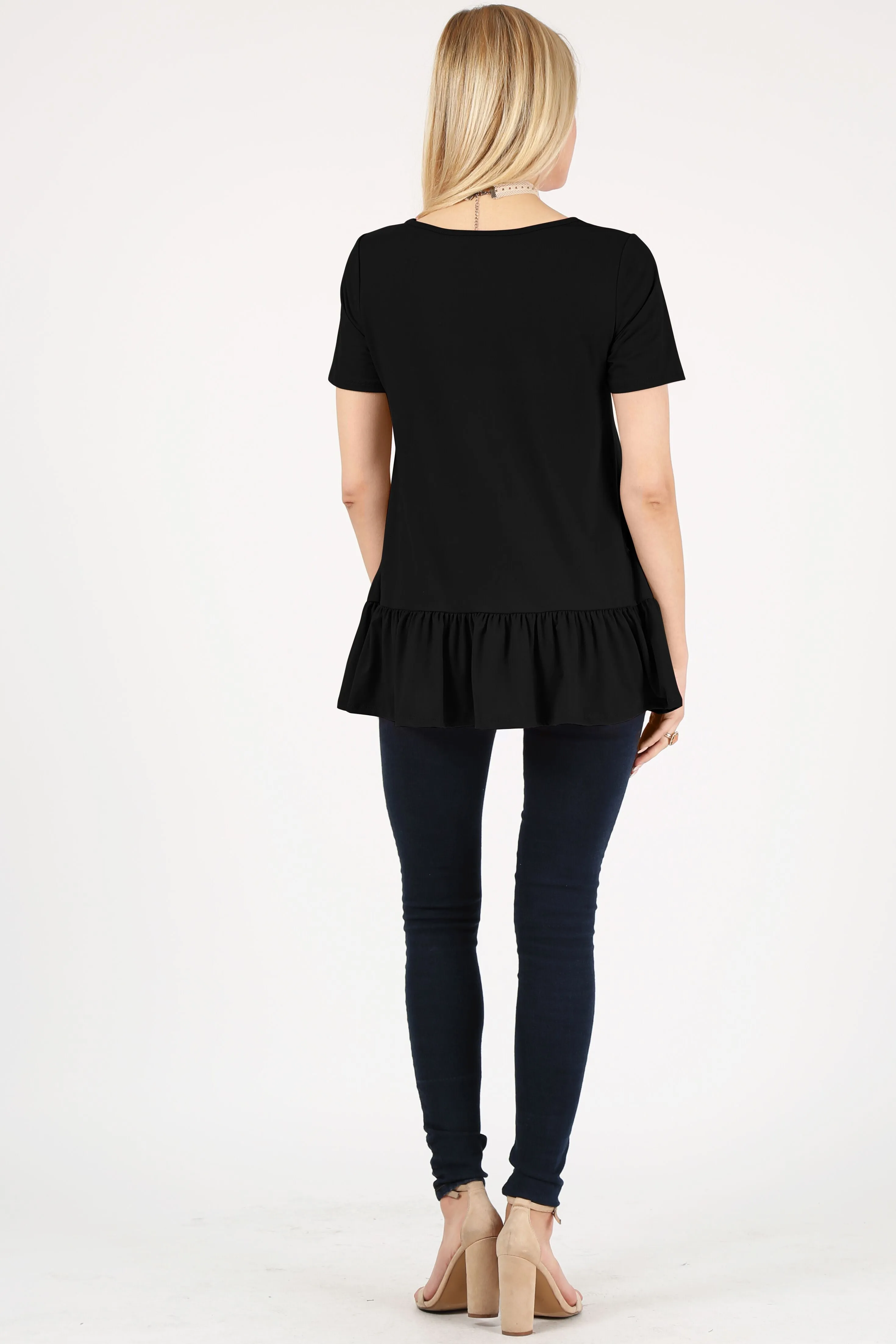 Play With Peplum Tunic Top Short Sleeve