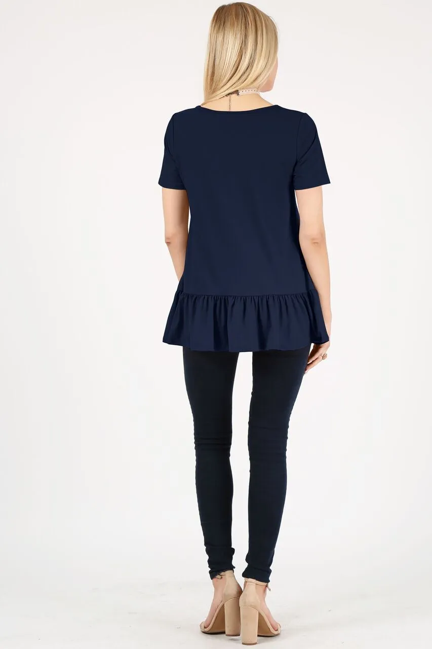 Play With Peplum Tunic Top Short Sleeve