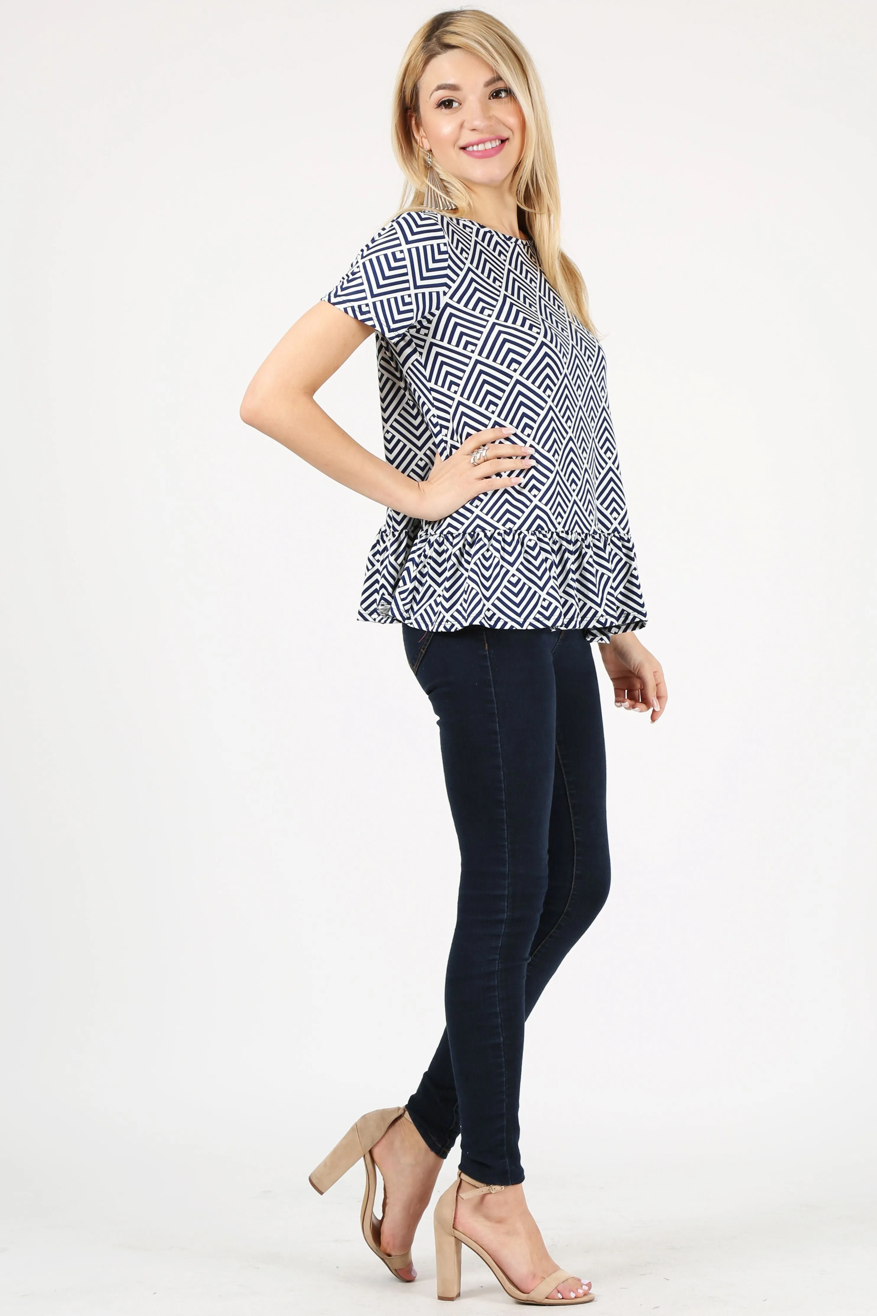 Play With Peplum Tunic Top Short Sleeve