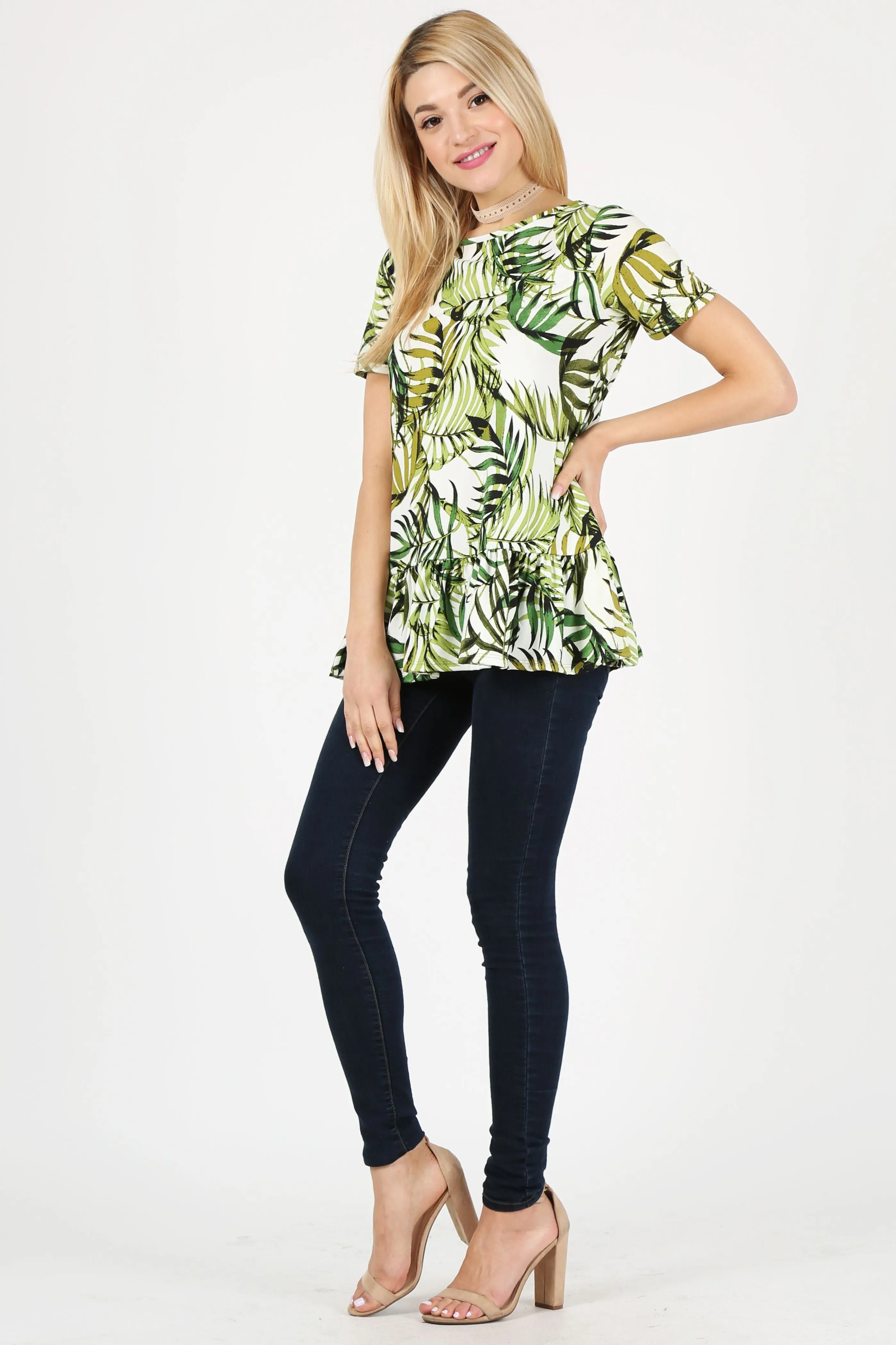 Play With Peplum Tunic Top Short Sleeve