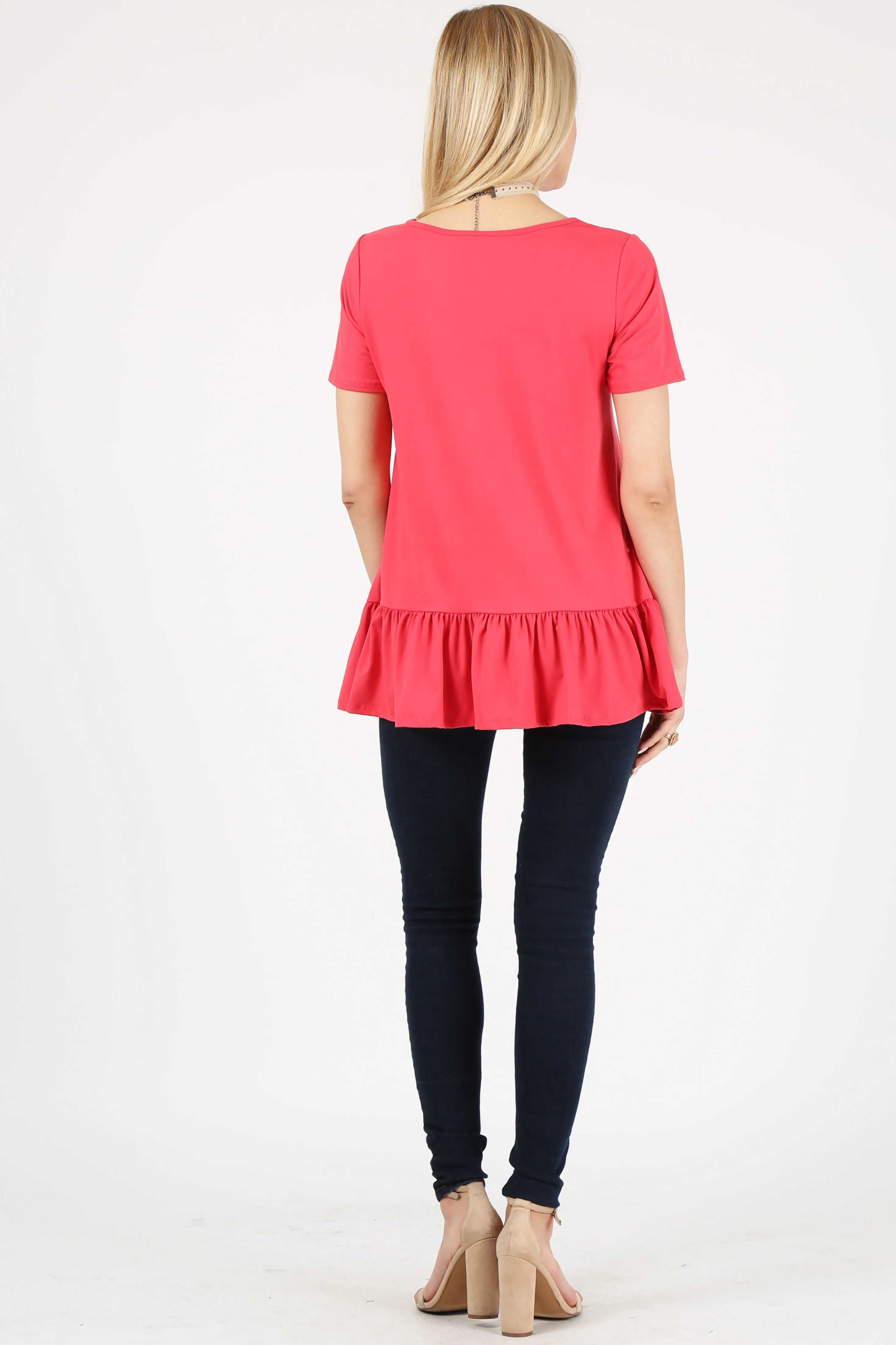 Play With Peplum Tunic Top Short Sleeve