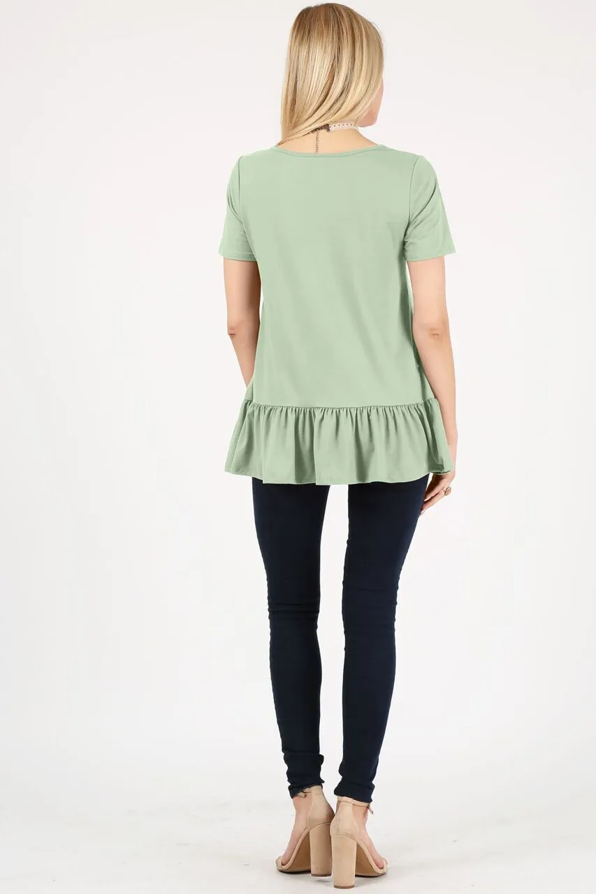 Play With Peplum Tunic Top Short Sleeve