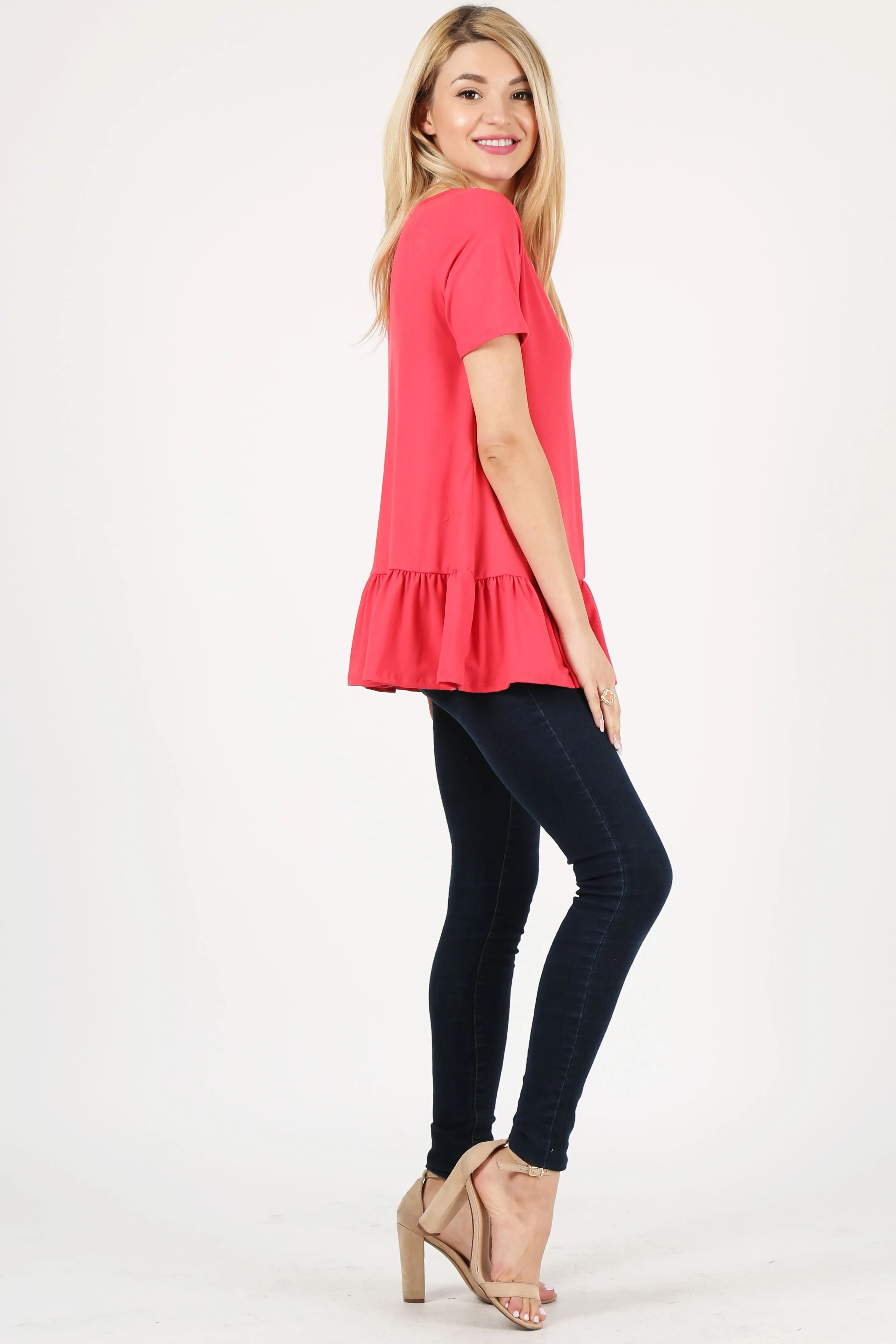 Play With Peplum Tunic Top Short Sleeve