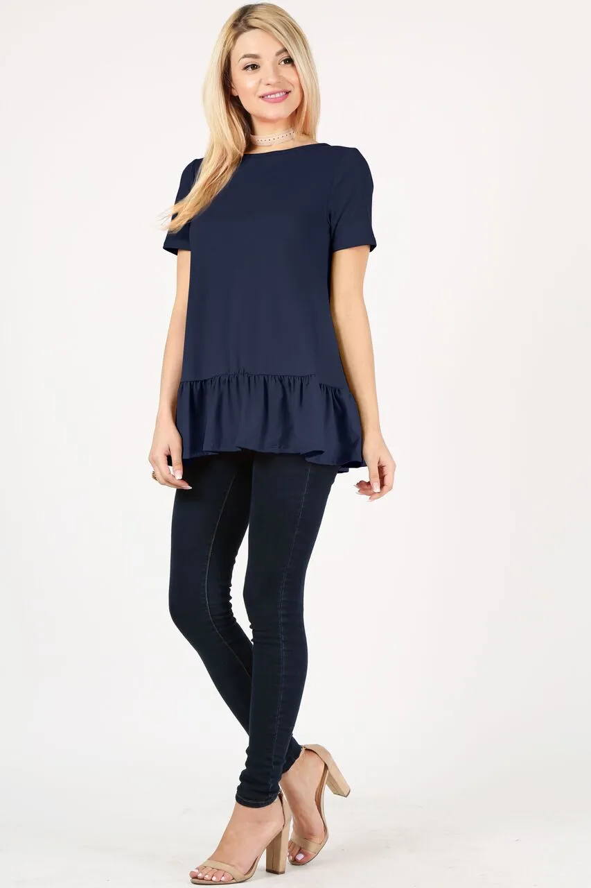 Play With Peplum Tunic Top Short Sleeve