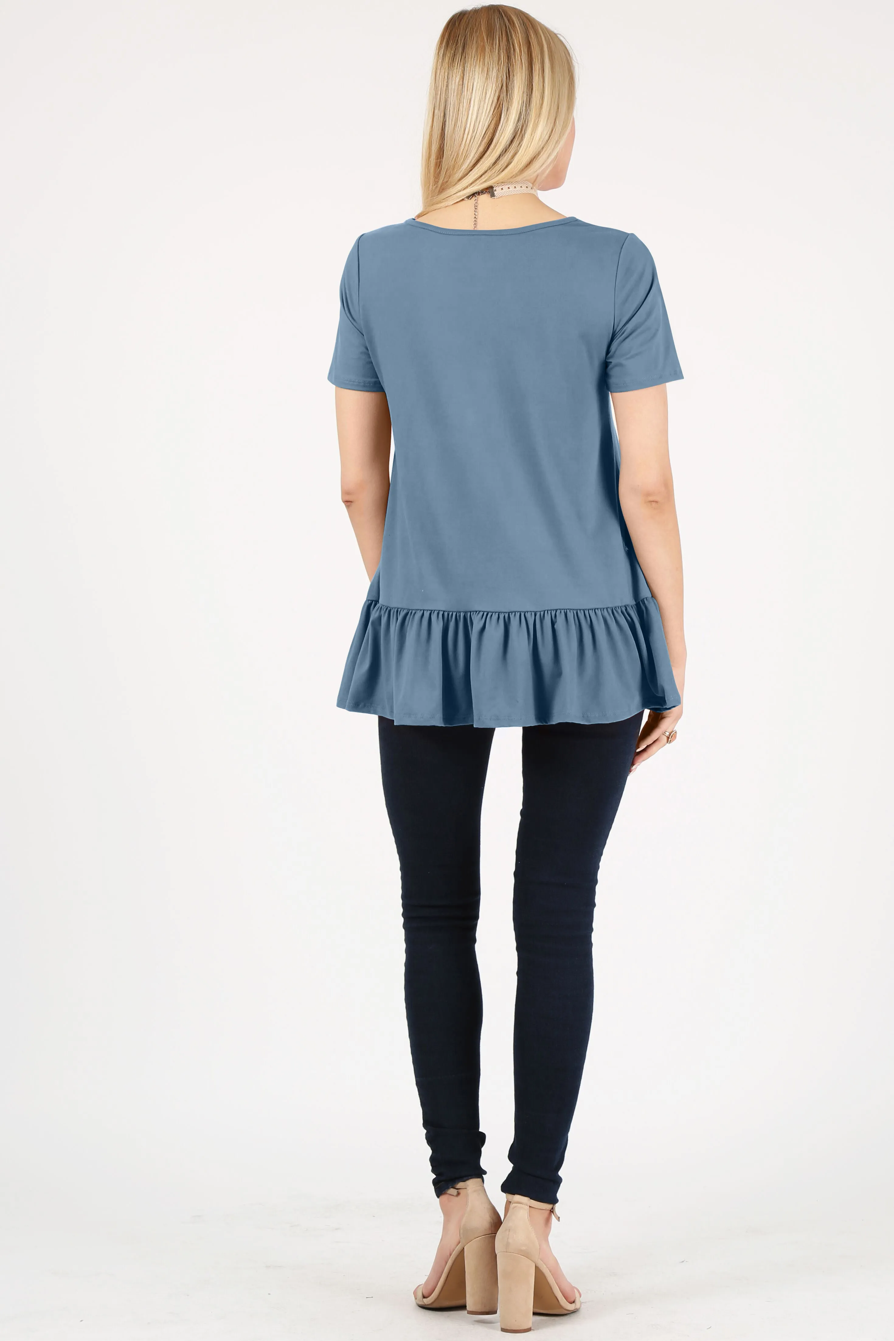 Play With Peplum Tunic Top Short Sleeve