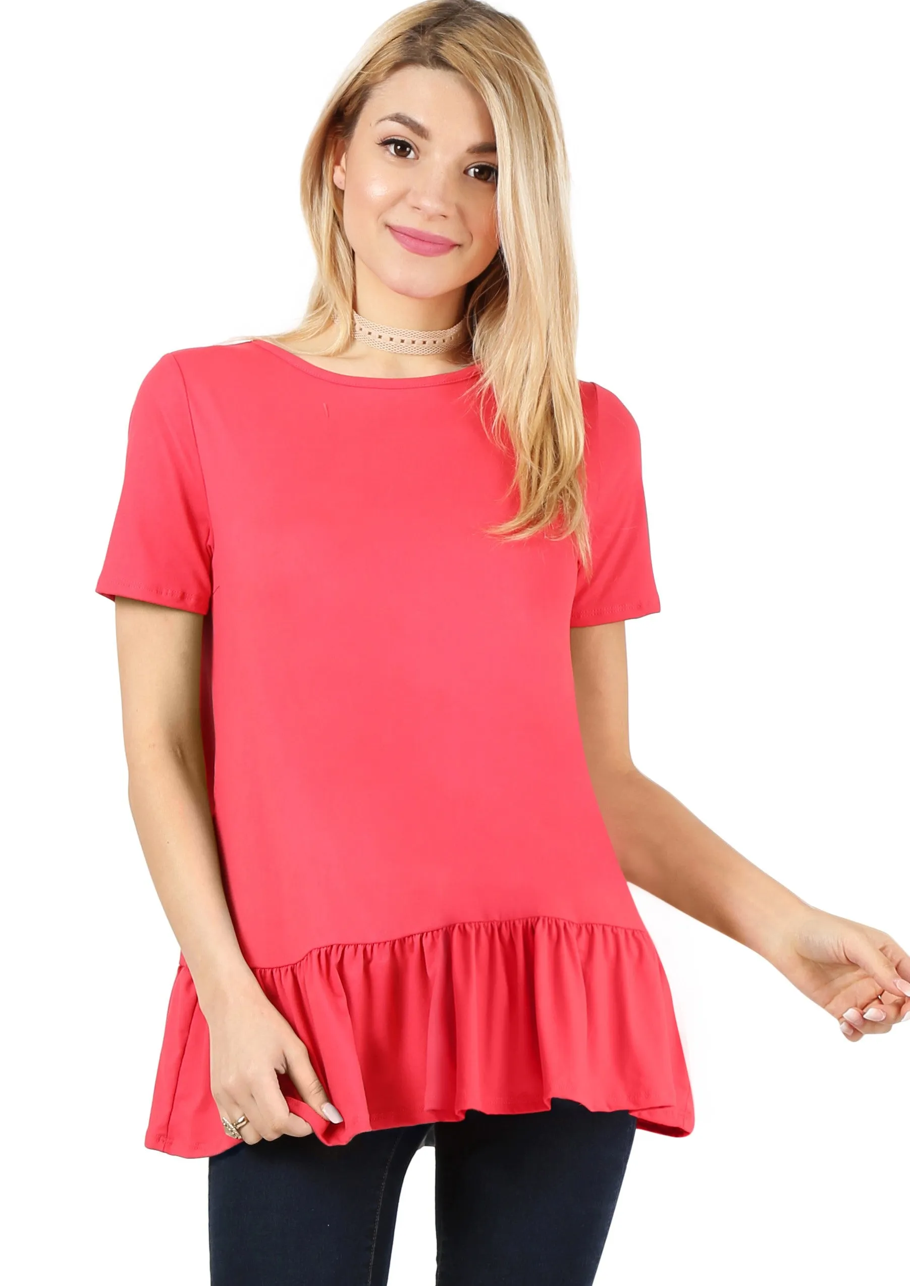 Play With Peplum Tunic Top Short Sleeve