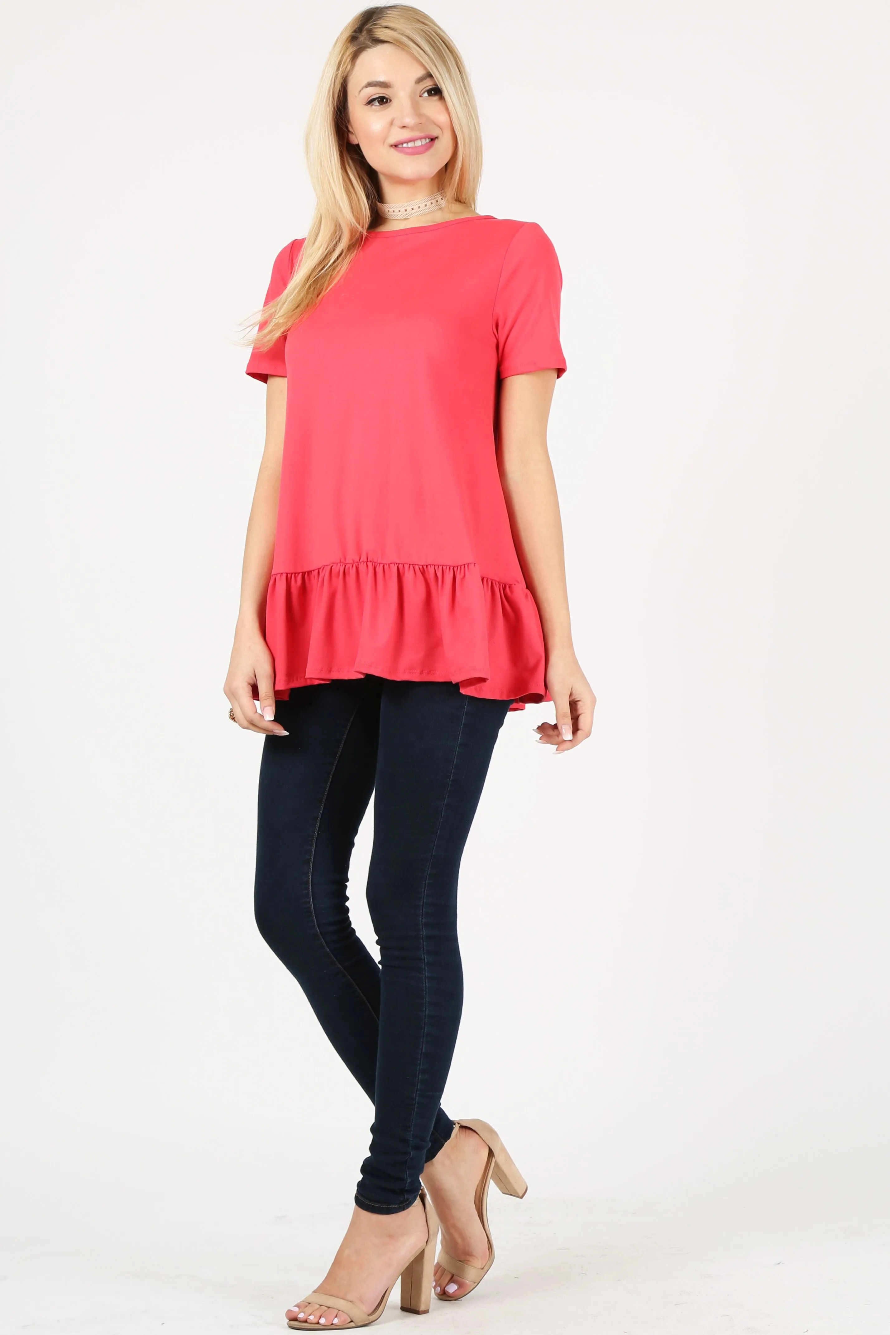 Play With Peplum Tunic Top Short Sleeve