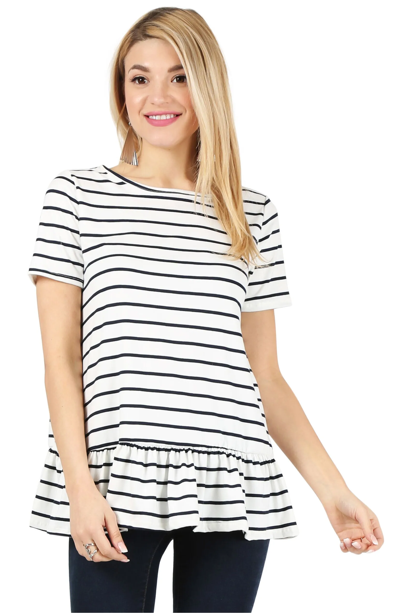 Play With Peplum Tunic Top Short Sleeve