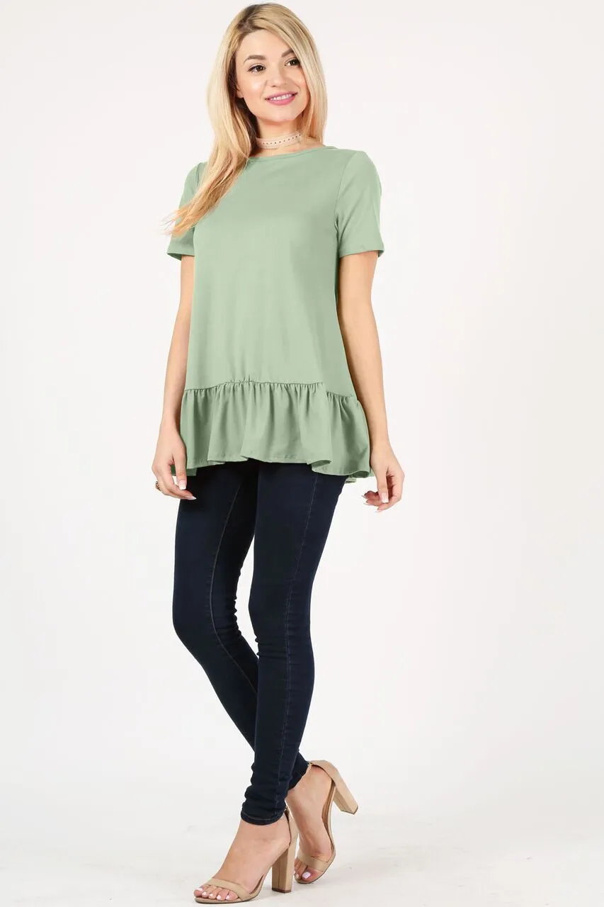 Play With Peplum Tunic Top Short Sleeve