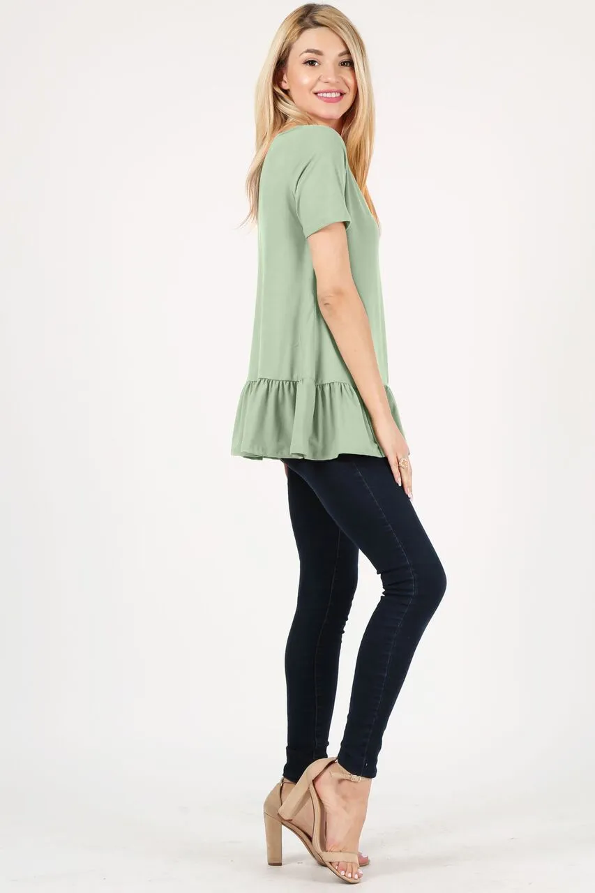 Play With Peplum Tunic Top Short Sleeve