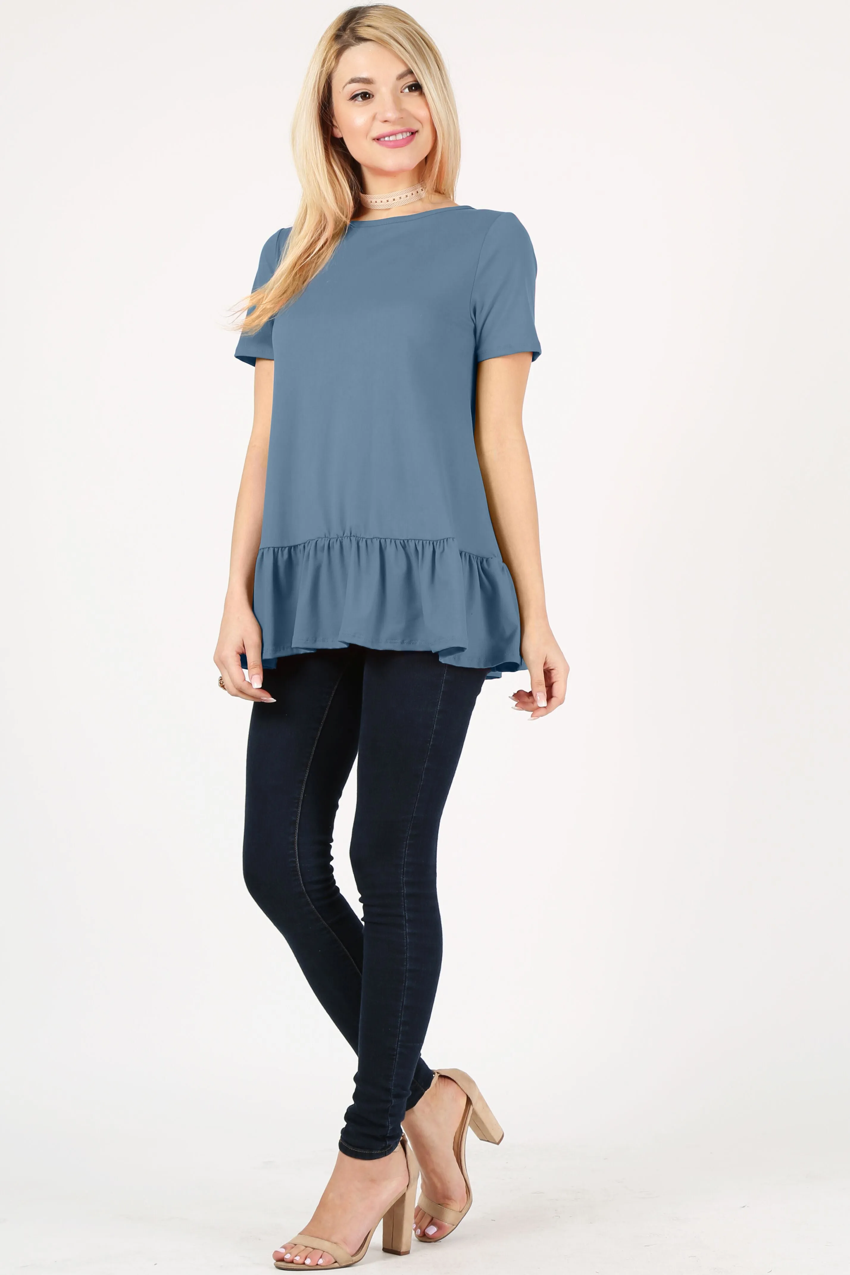 Play With Peplum Tunic Top Short Sleeve