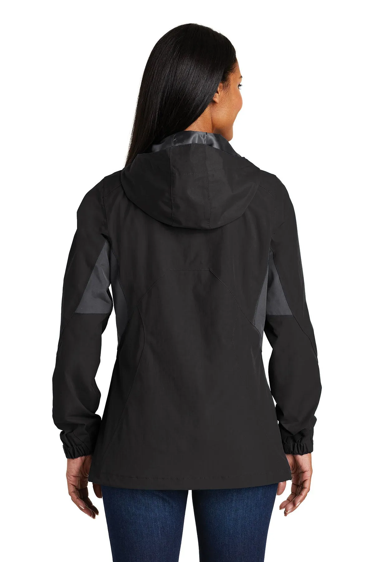 Port Authority Ladies Cascade Customized Waterproof Jackets, Black/ Magnet Grey