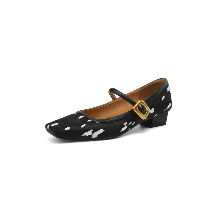 Pre Order:  Shallow Mouth Polka Dot Buckle Strap Shoes