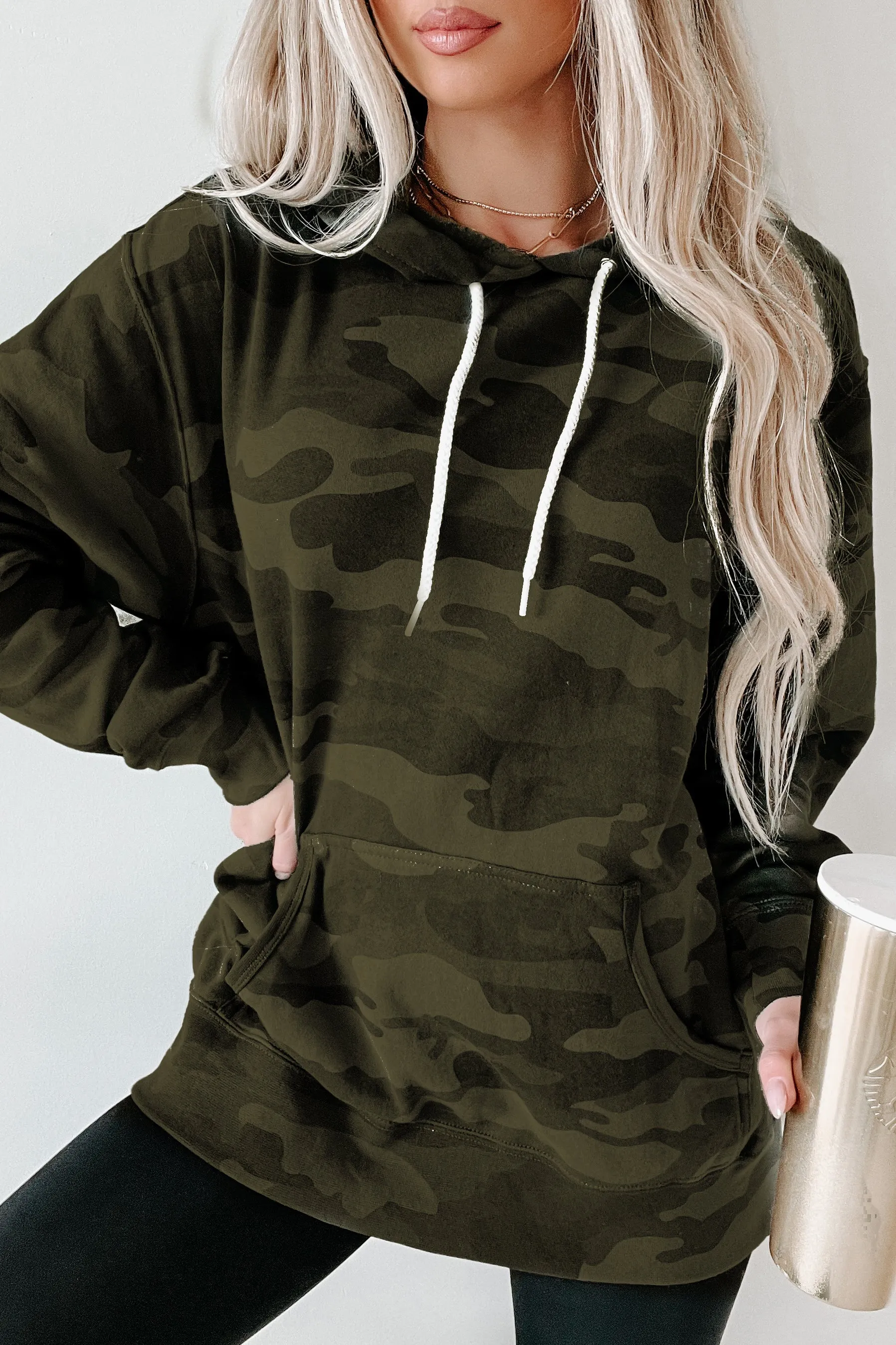 "Pumpkins, Sweaters, & Football" Graphic Hoodie (Forest Camo) - Print On Demand