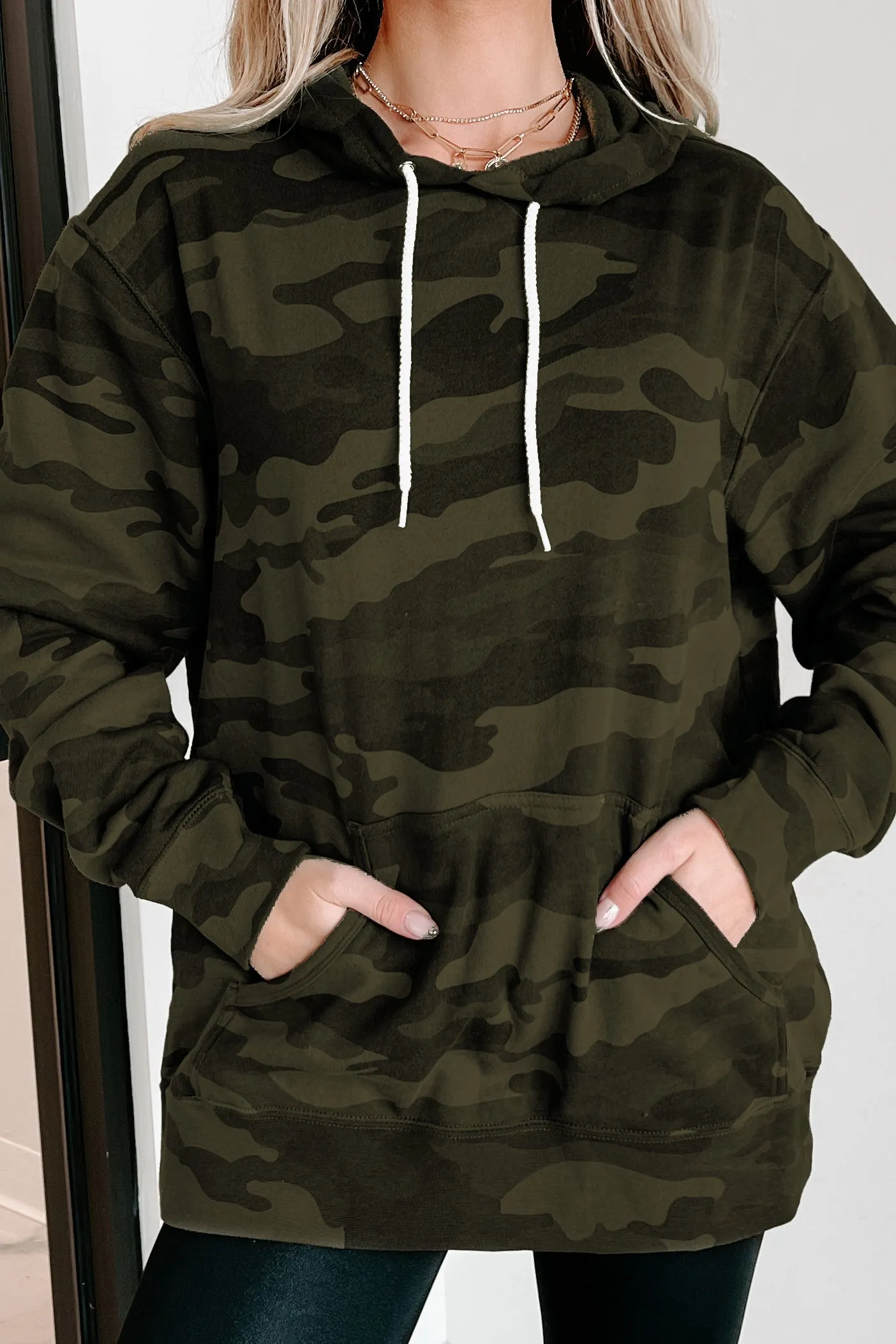 "Pumpkins, Sweaters, & Football" Graphic Hoodie (Forest Camo) - Print On Demand