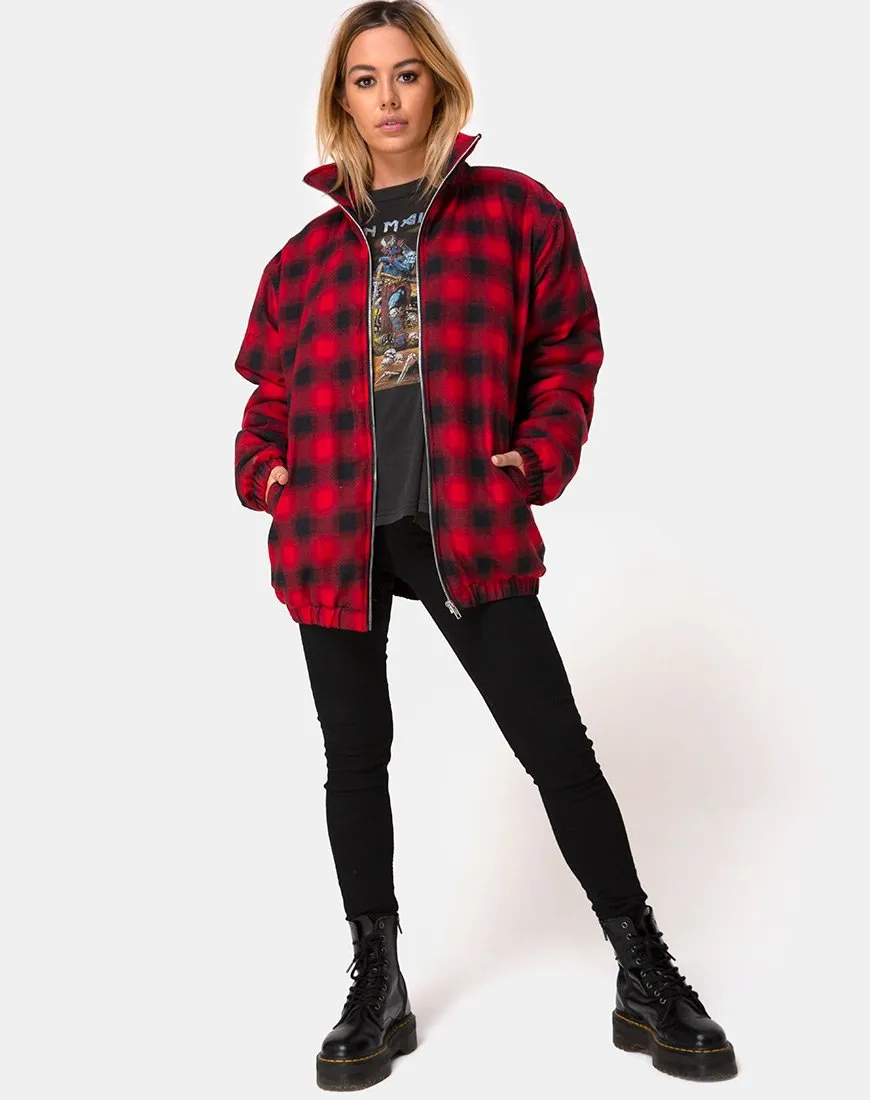 Raven Jacket in Plaid Red Black