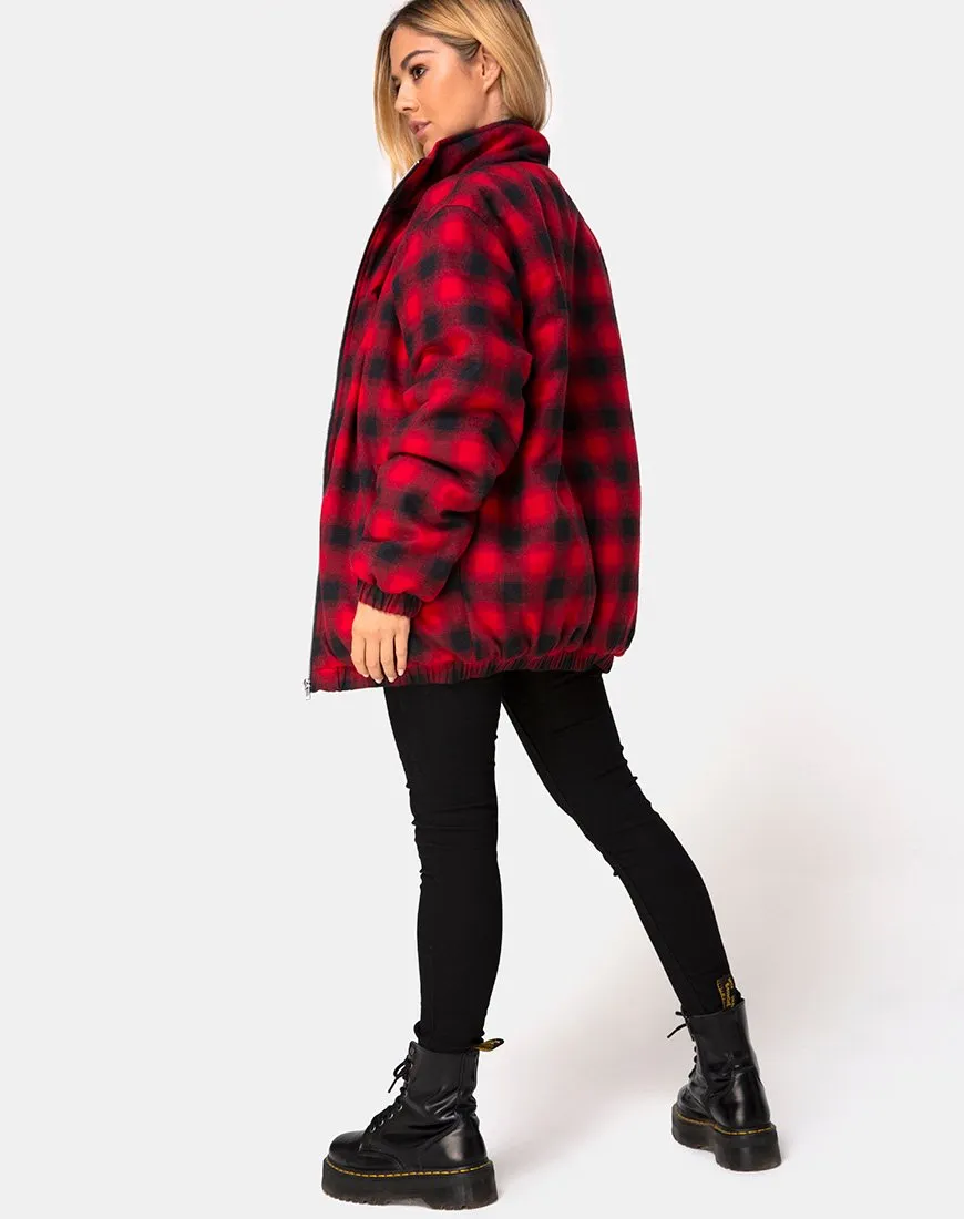 Raven Jacket in Plaid Red Black