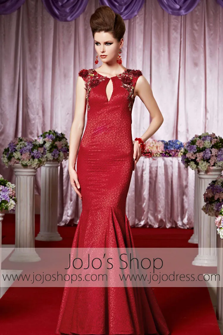 Red Mermaid Keyhole Glamarous Elegant Prom Formal Evening Dress CX830388