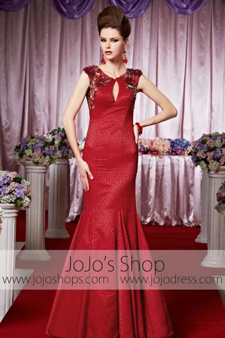 Red Mermaid Keyhole Glamarous Elegant Prom Formal Evening Dress CX830388