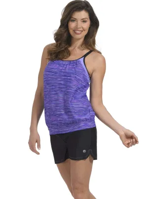 Reflective Space Dye Blouson Tankini Top