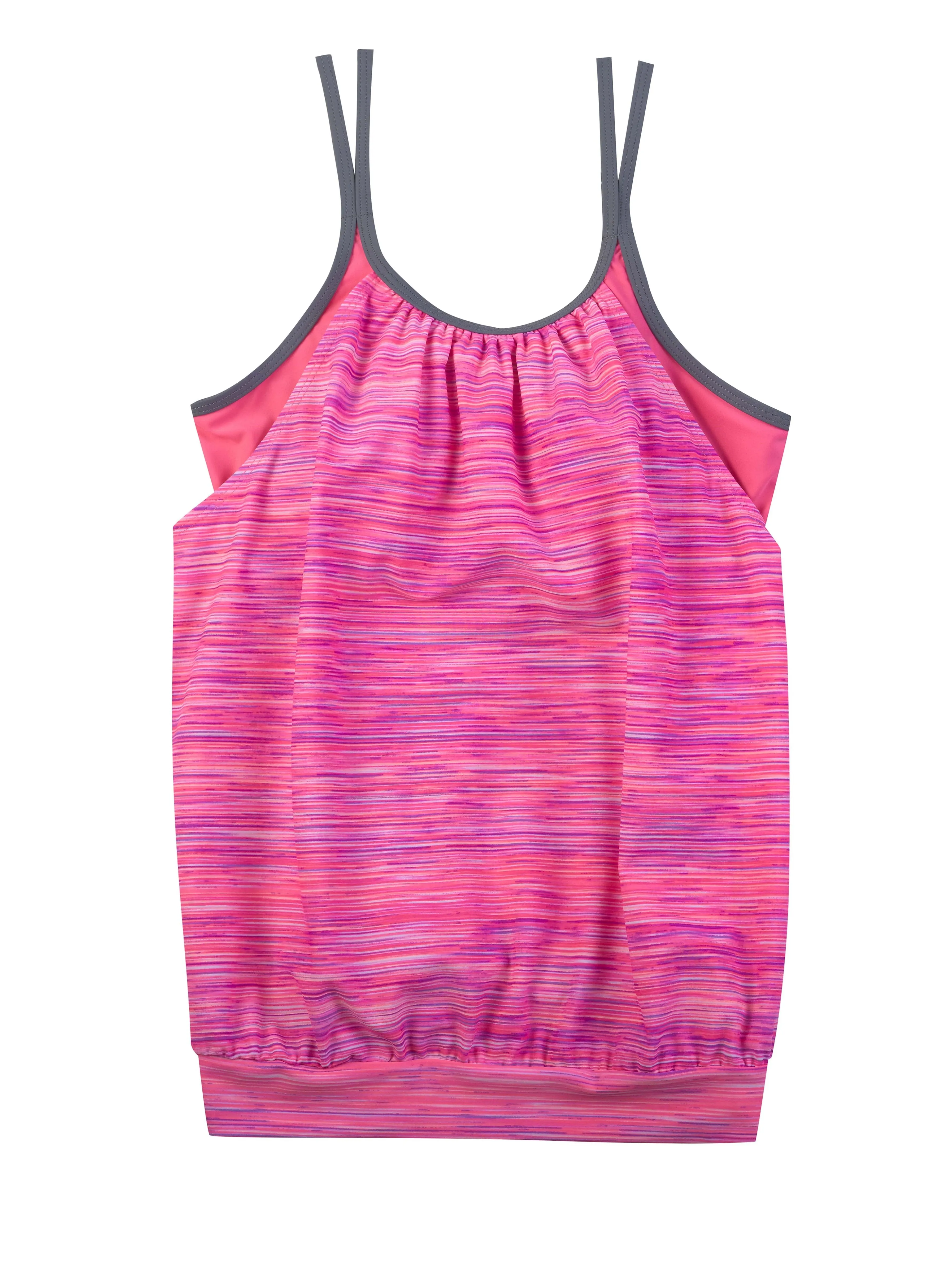 Reflective Space Dye Blouson Tankini Top