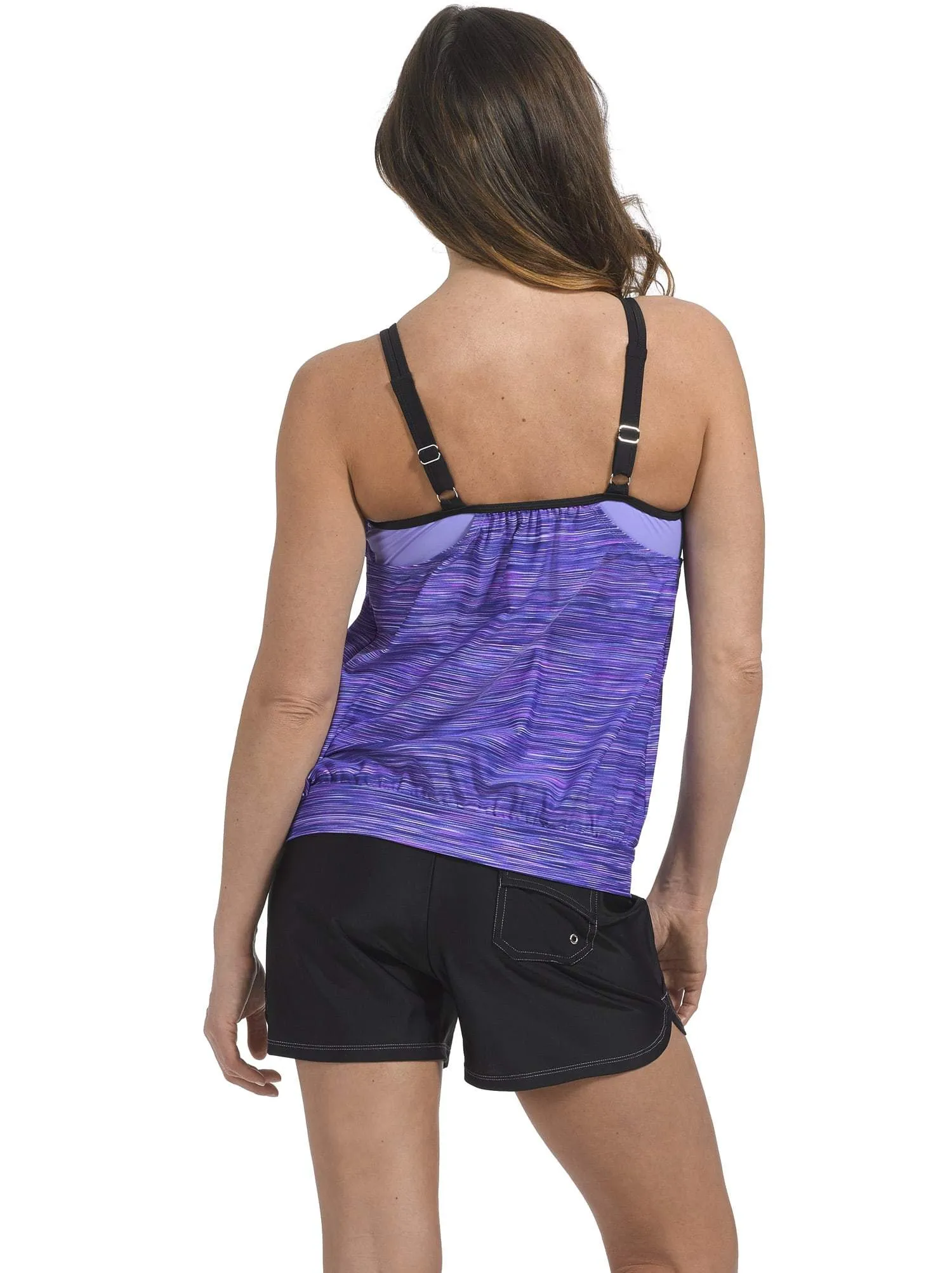 Reflective Space Dye Blouson Tankini Top