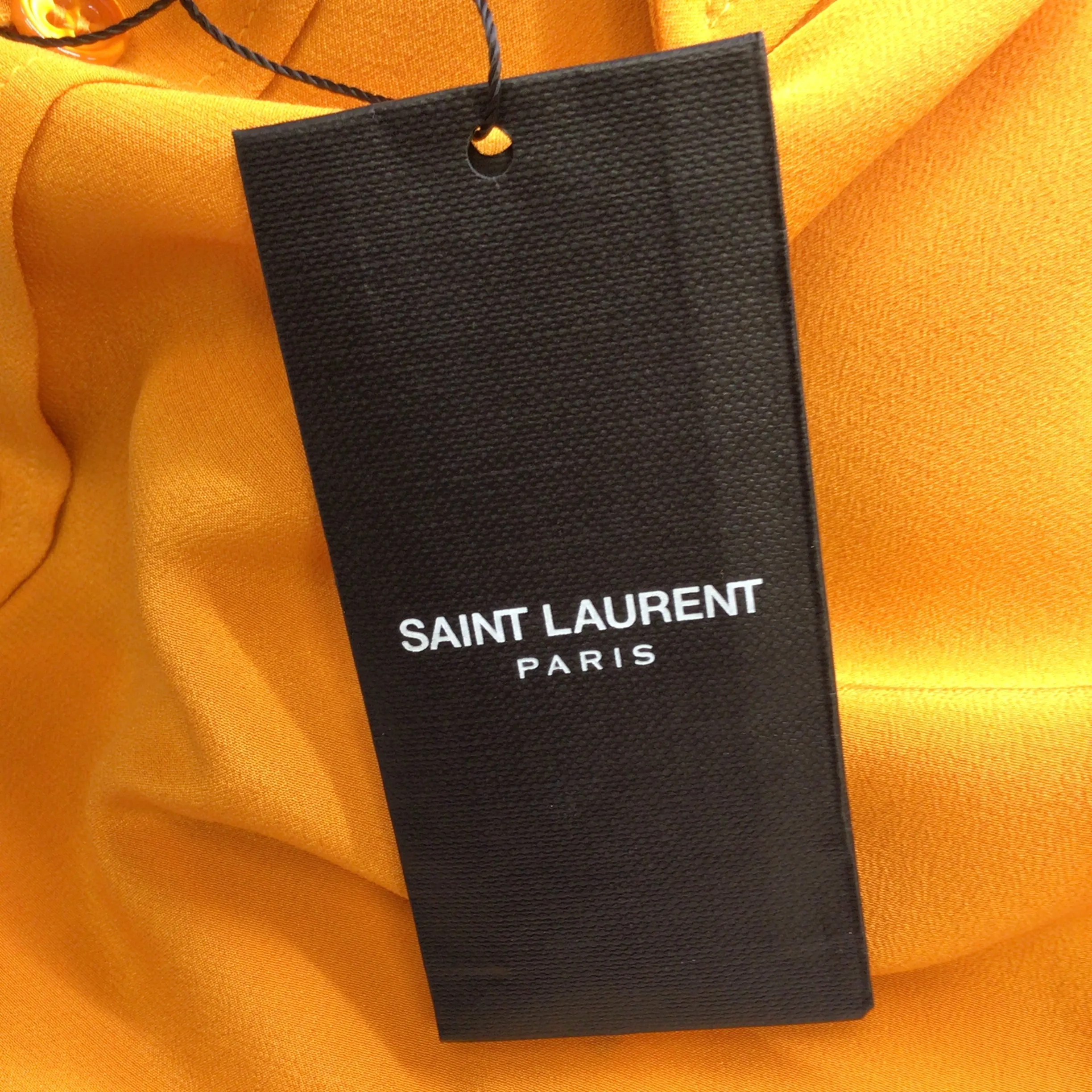 Saint Laurent Orange 2021 Fitted Long Sleeved Silk Crepe de Chine Button-down Shirt