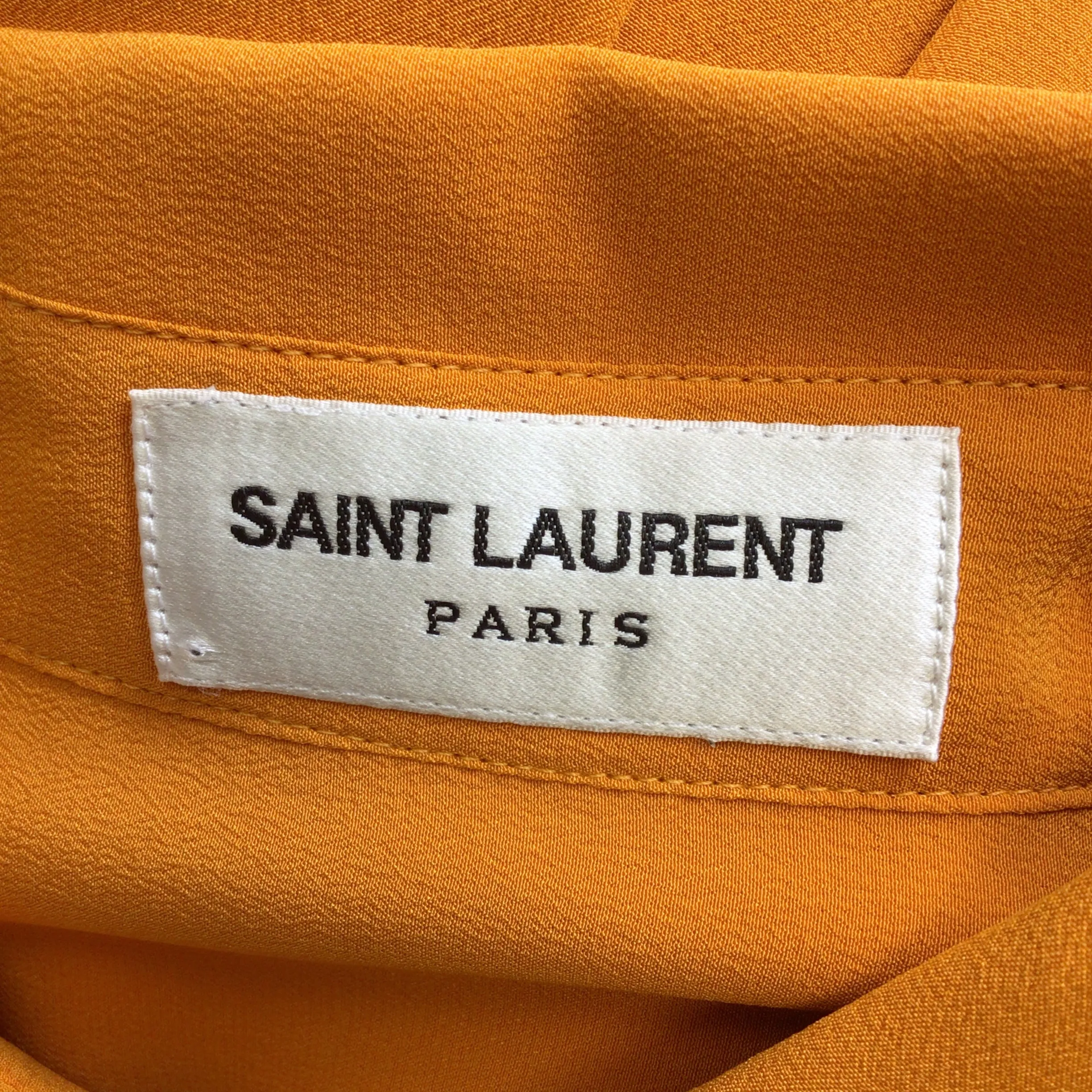 Saint Laurent Orange 2021 Fitted Long Sleeved Silk Crepe de Chine Button-down Shirt