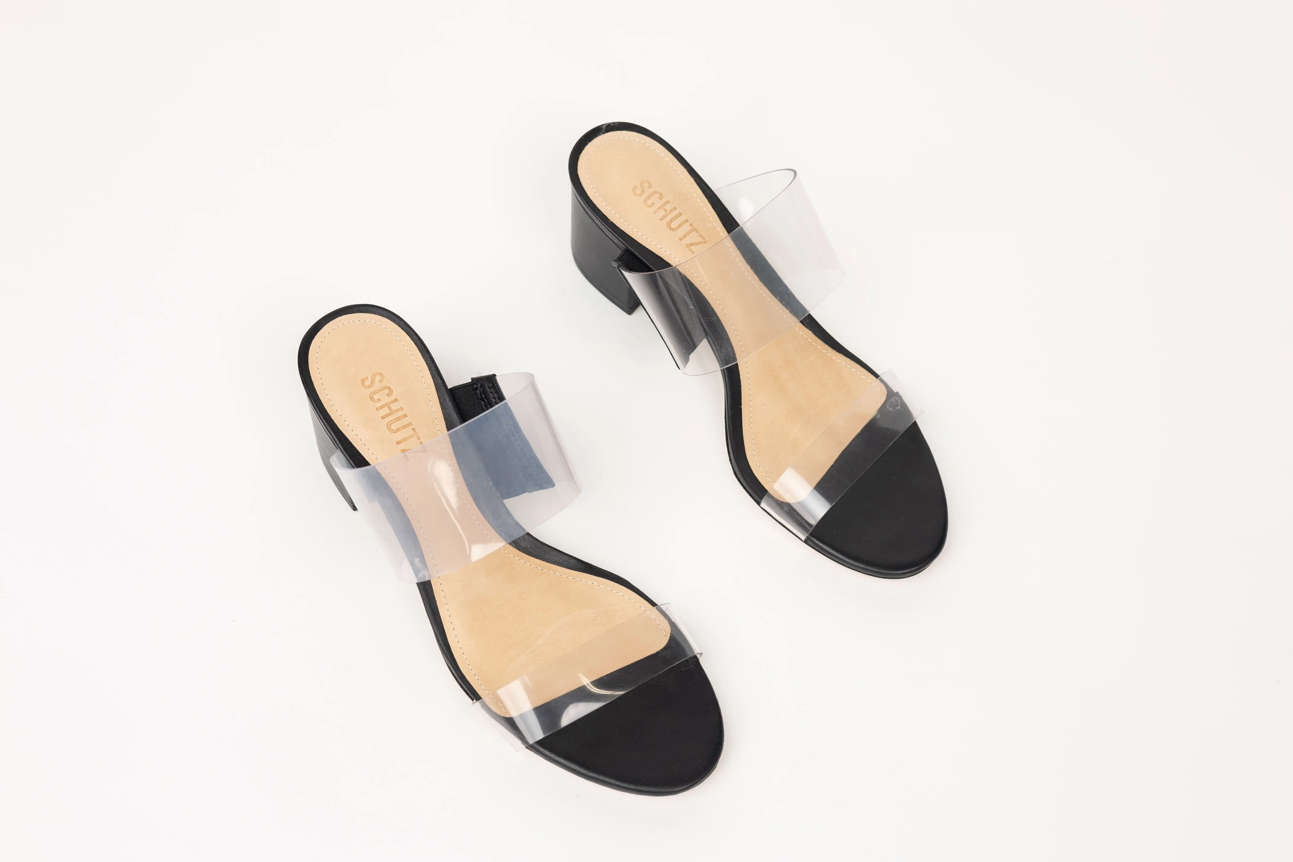 Schutz Victorie Sandal in Transparent/Black