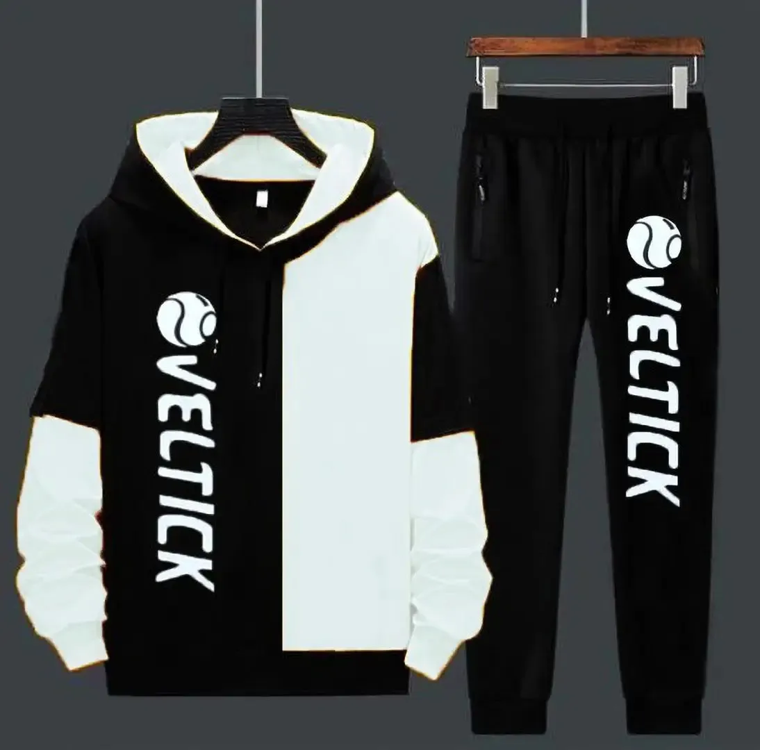 Stylish Fancy Cotton Blend Colourblocked Regular Fit Tracksuit For Men