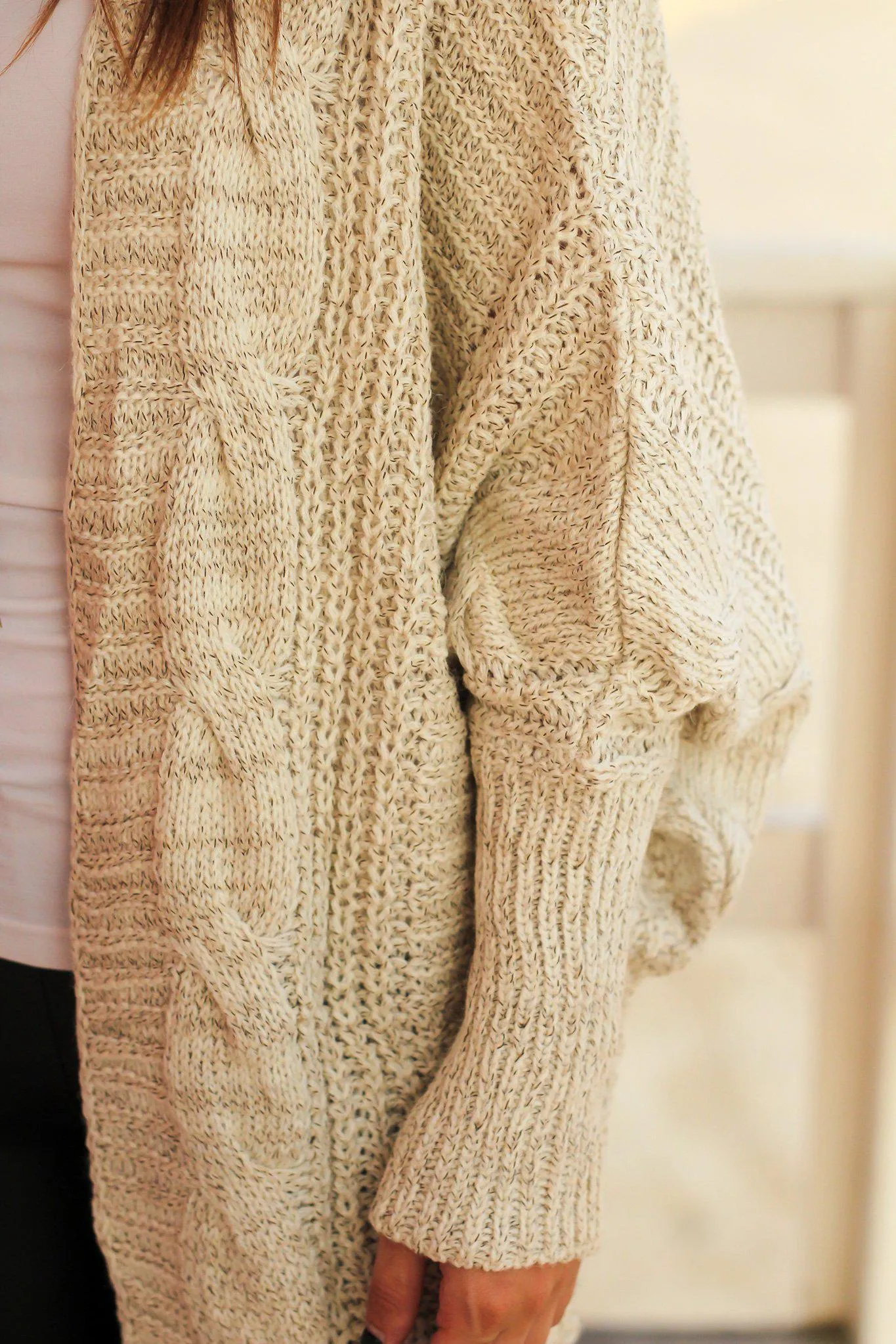 Taupe Knit Oversized Cardigan