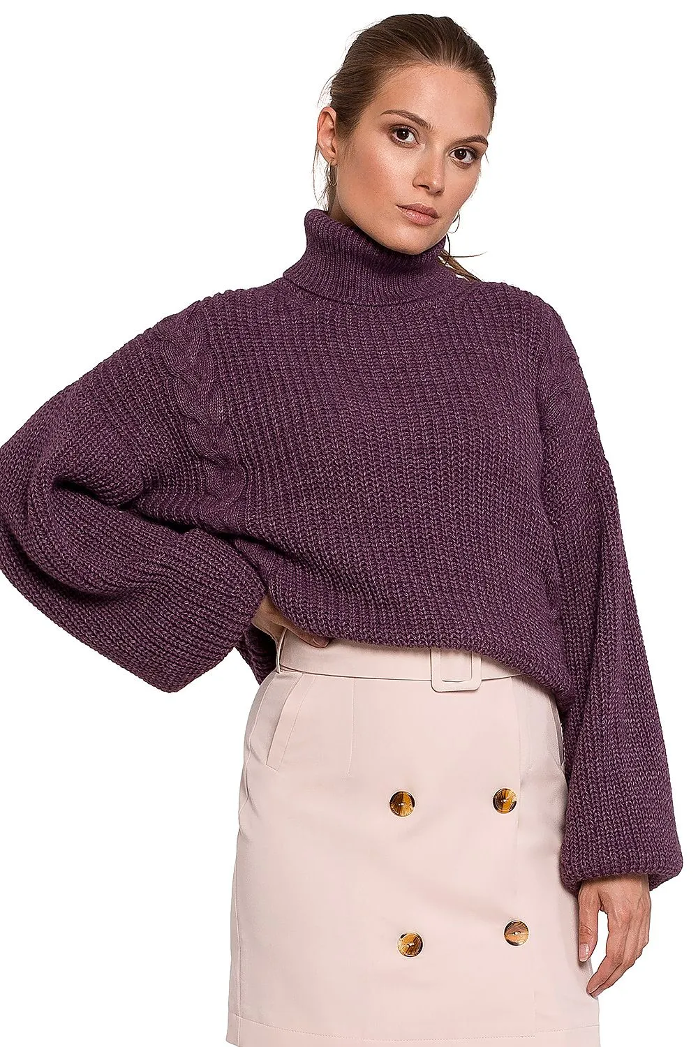 Vintage Oversized Turtleneck Sweater Jumper in Violet | Makover