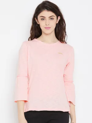 Women Pink Solid Casual Tops