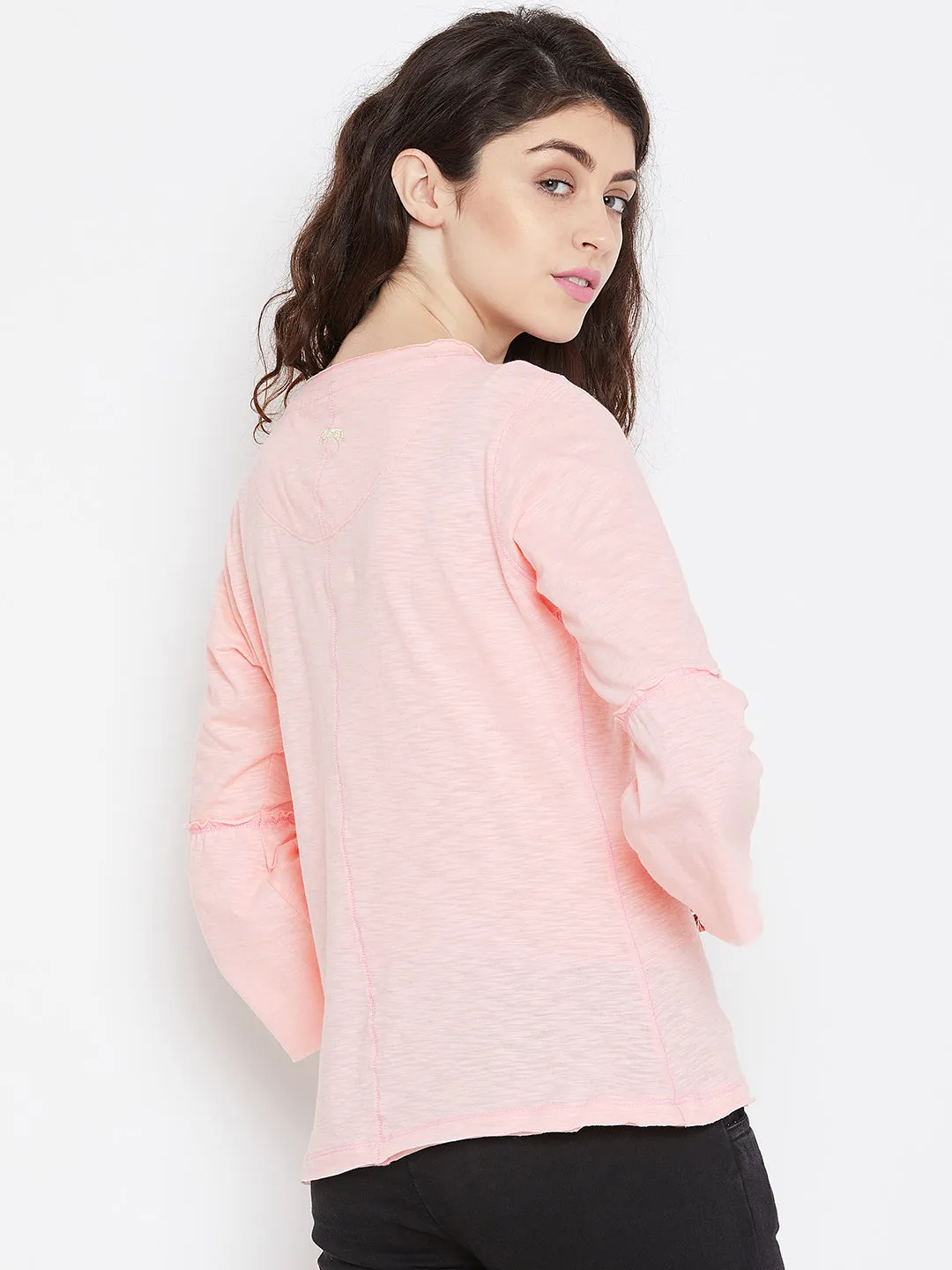 Women Pink Solid Casual Tops