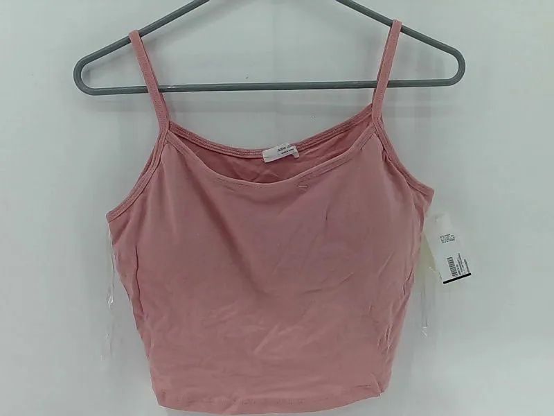 Women's Light Pink Crop Top Large Sleeveless Stretch Activewear