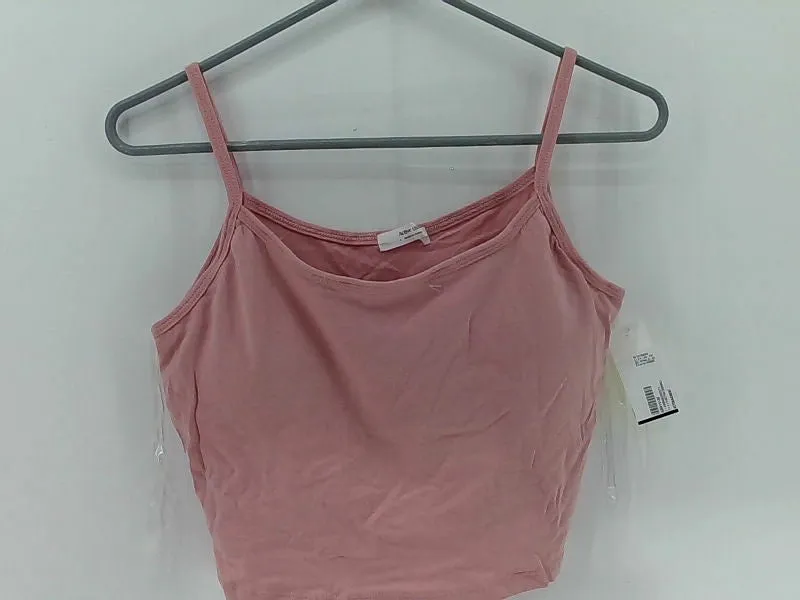 Women's Light Pink Crop Top Large Sleeveless Stretch Activewear