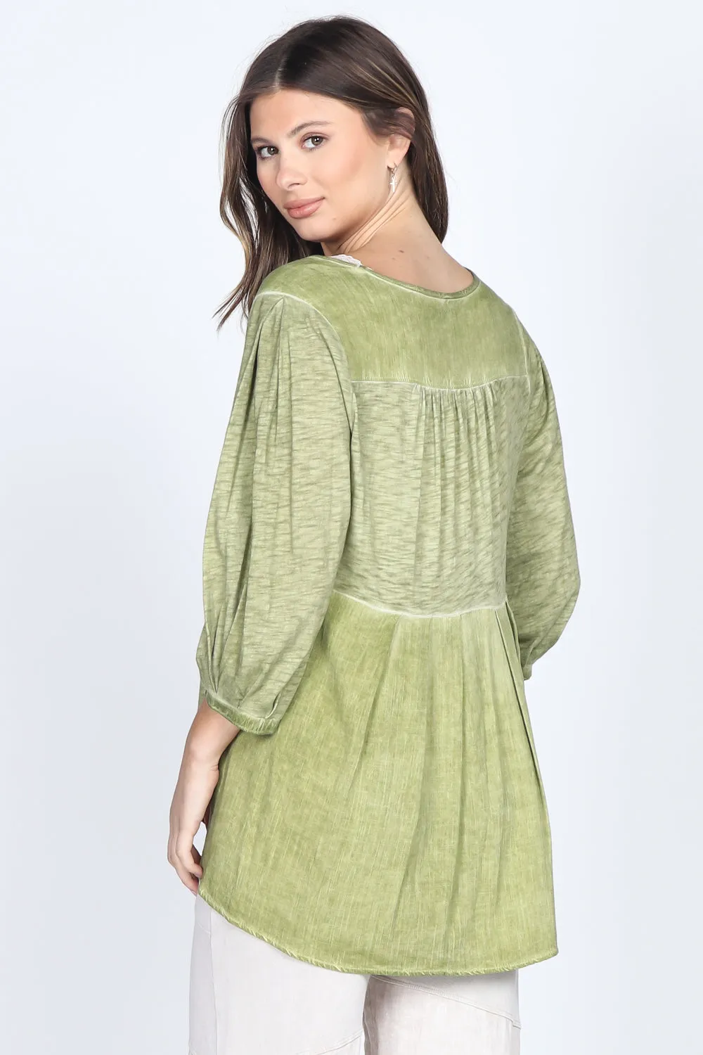 Woven Puff Sleeves Blouse